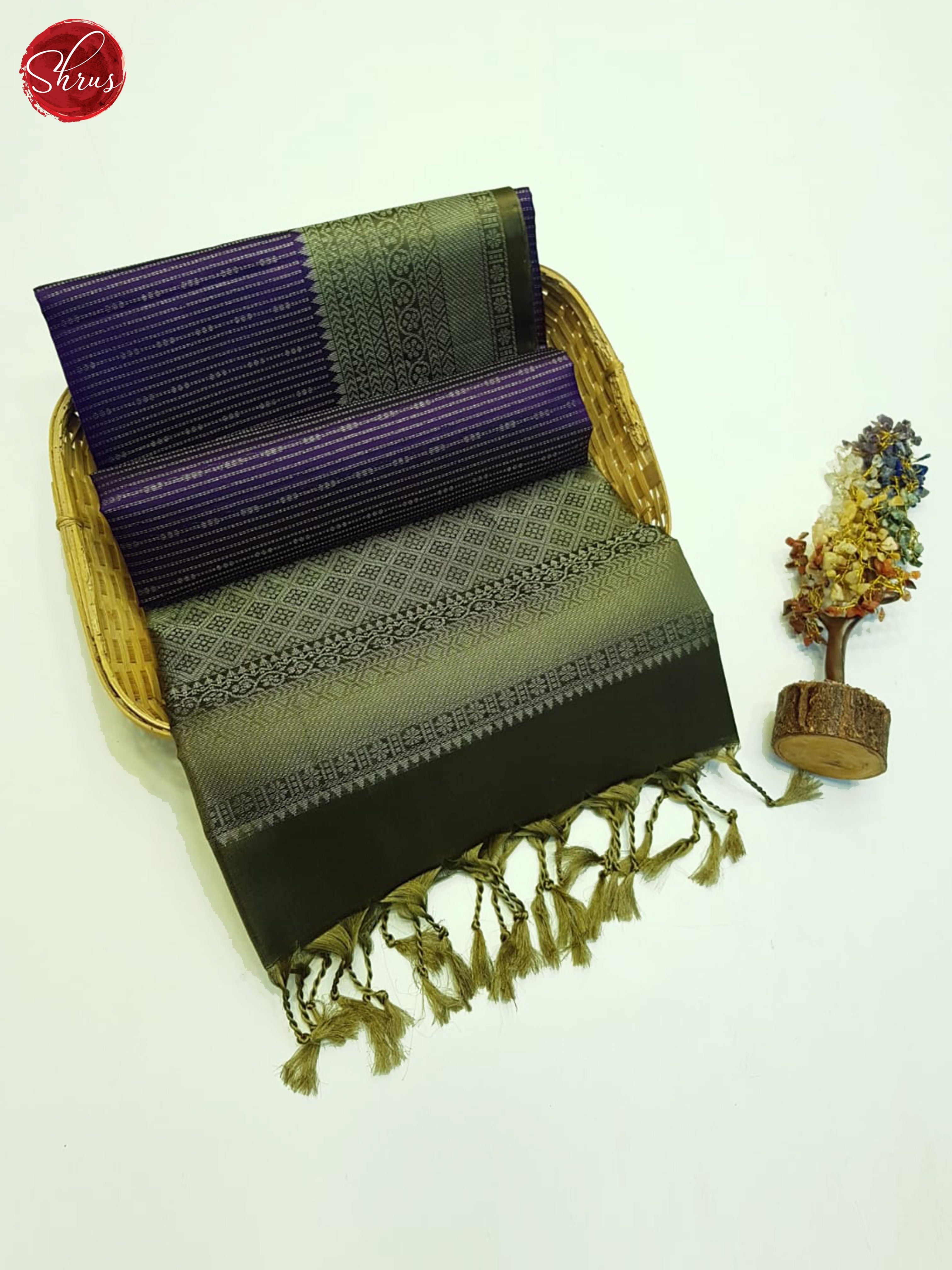 Purple & Green - Soft Silk Saree - Shop on ShrusEternity.com
