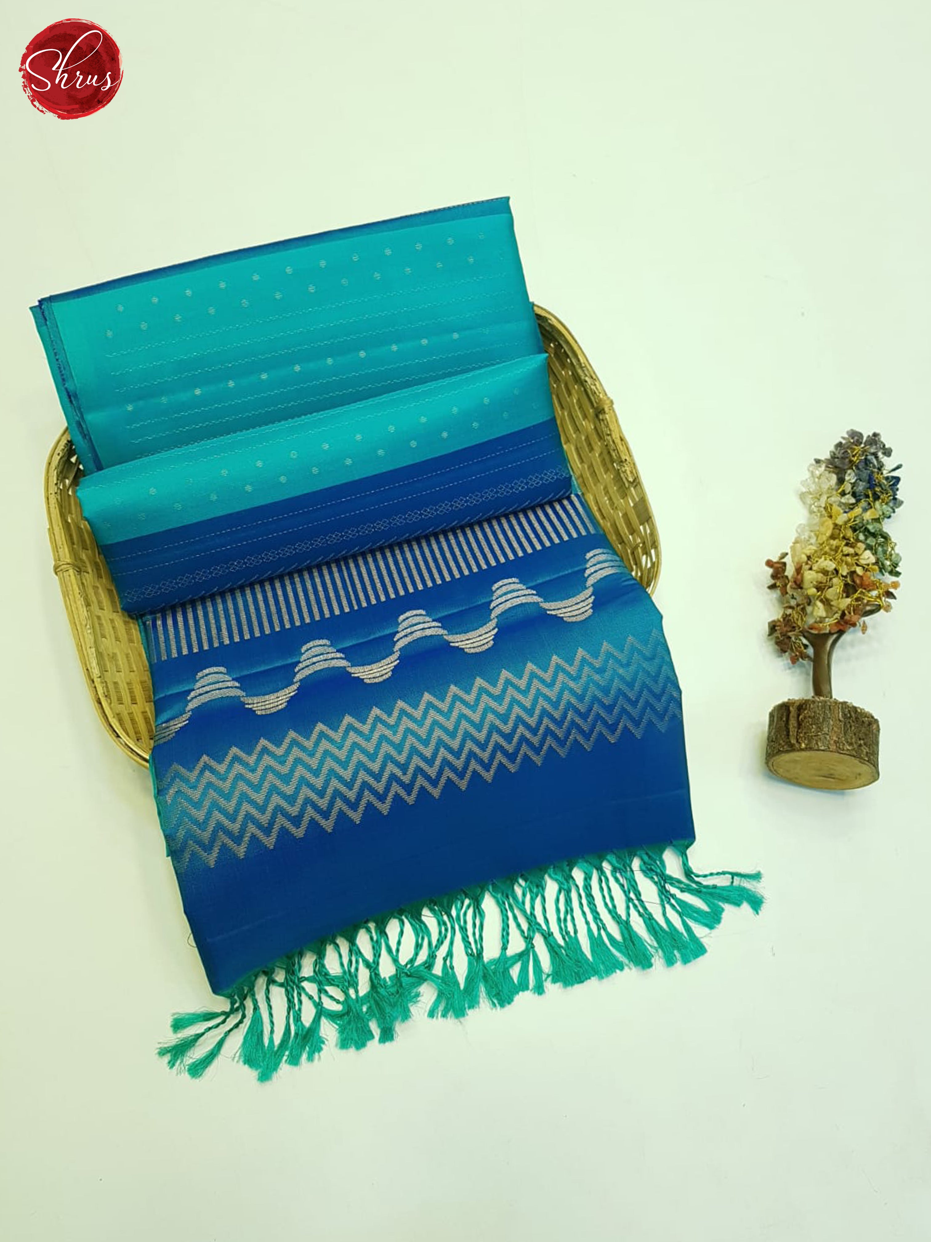 Teal & Blue - Soft Silk Saree - Shop on ShrusEternity.com