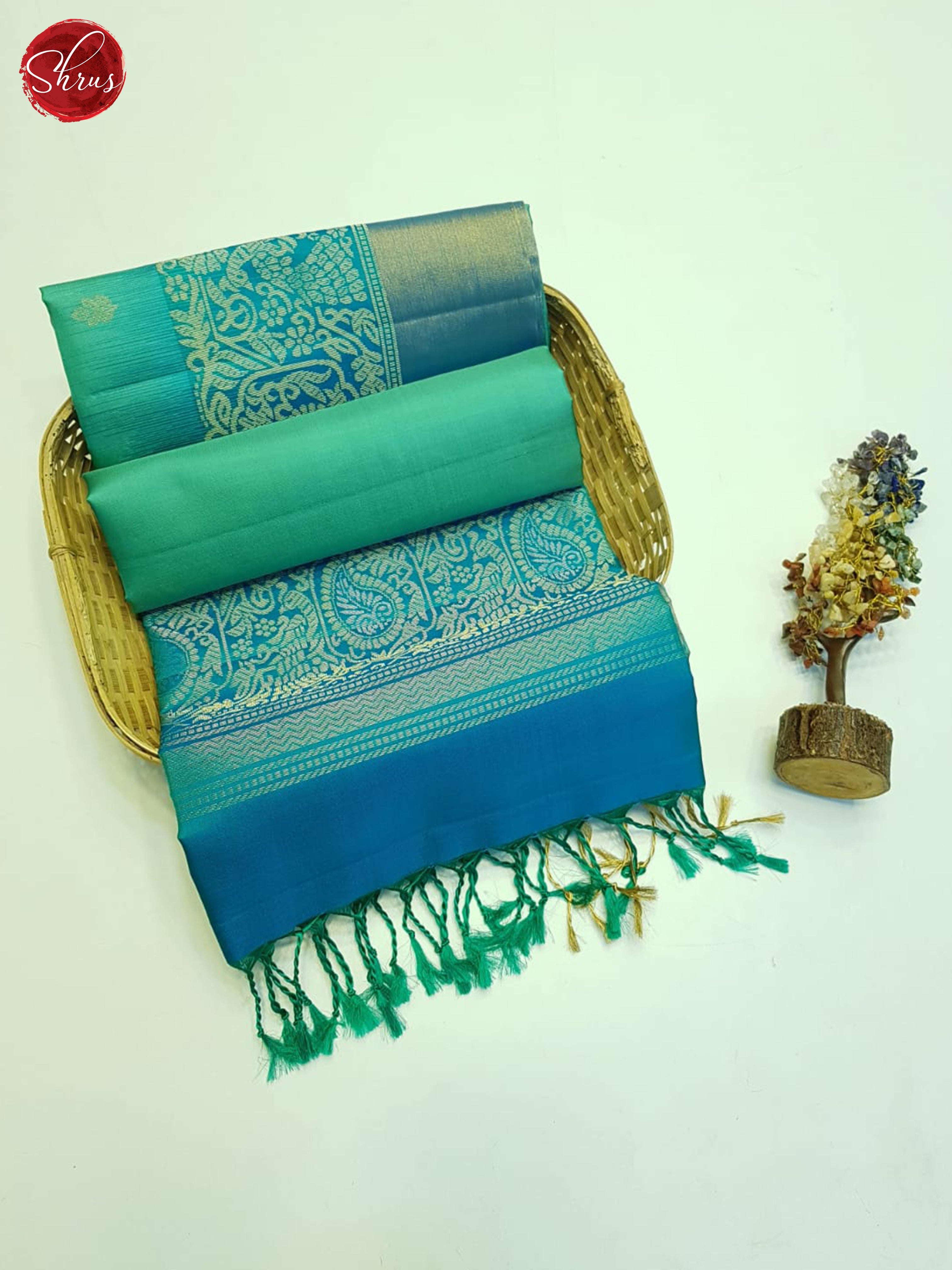 Green & Blue - Soft Silk Saree - Shop on ShrusEternity.com