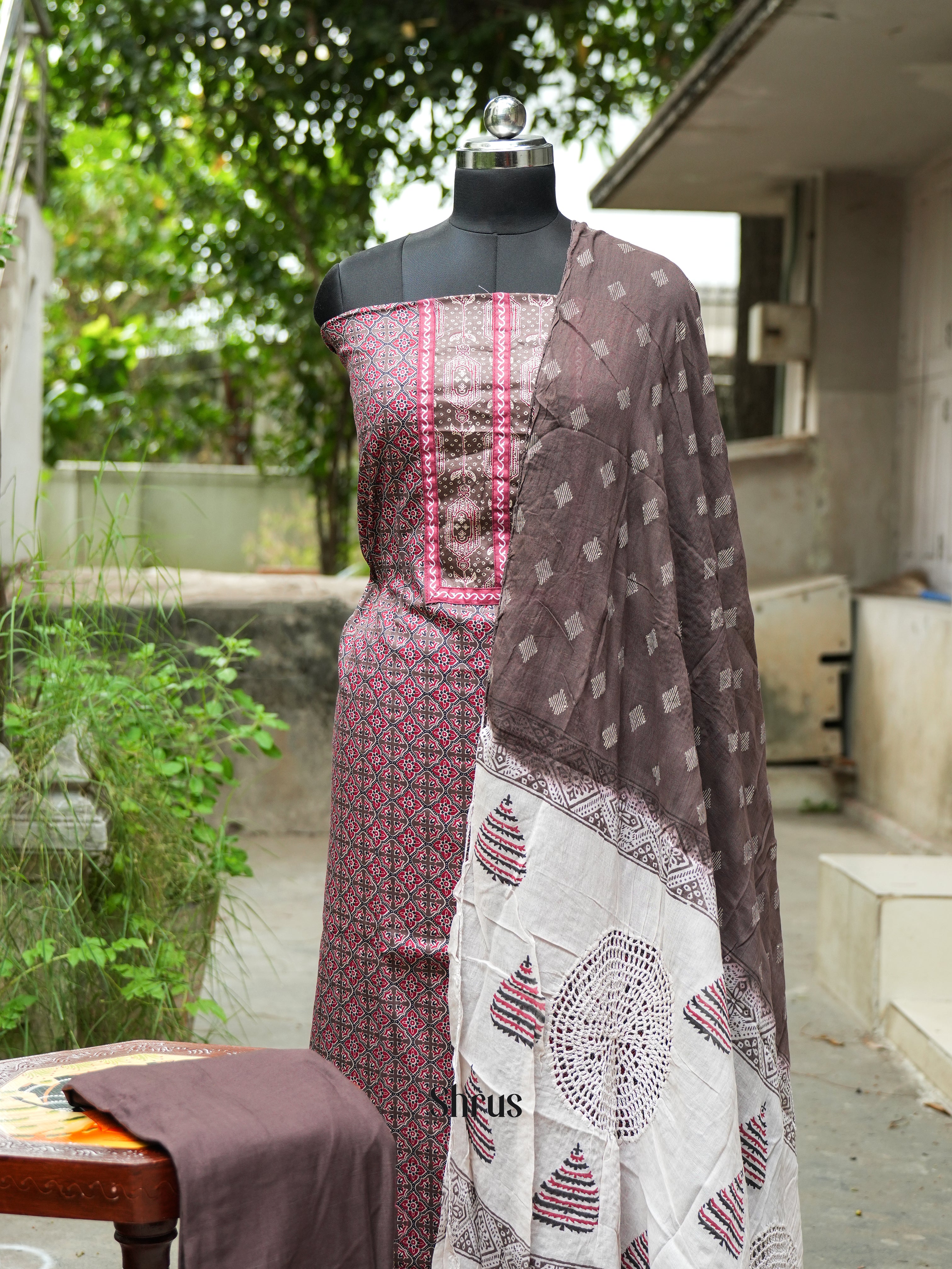 Grey & Cream - Ajrakh Salwar - Shop on ShrusEternity.com