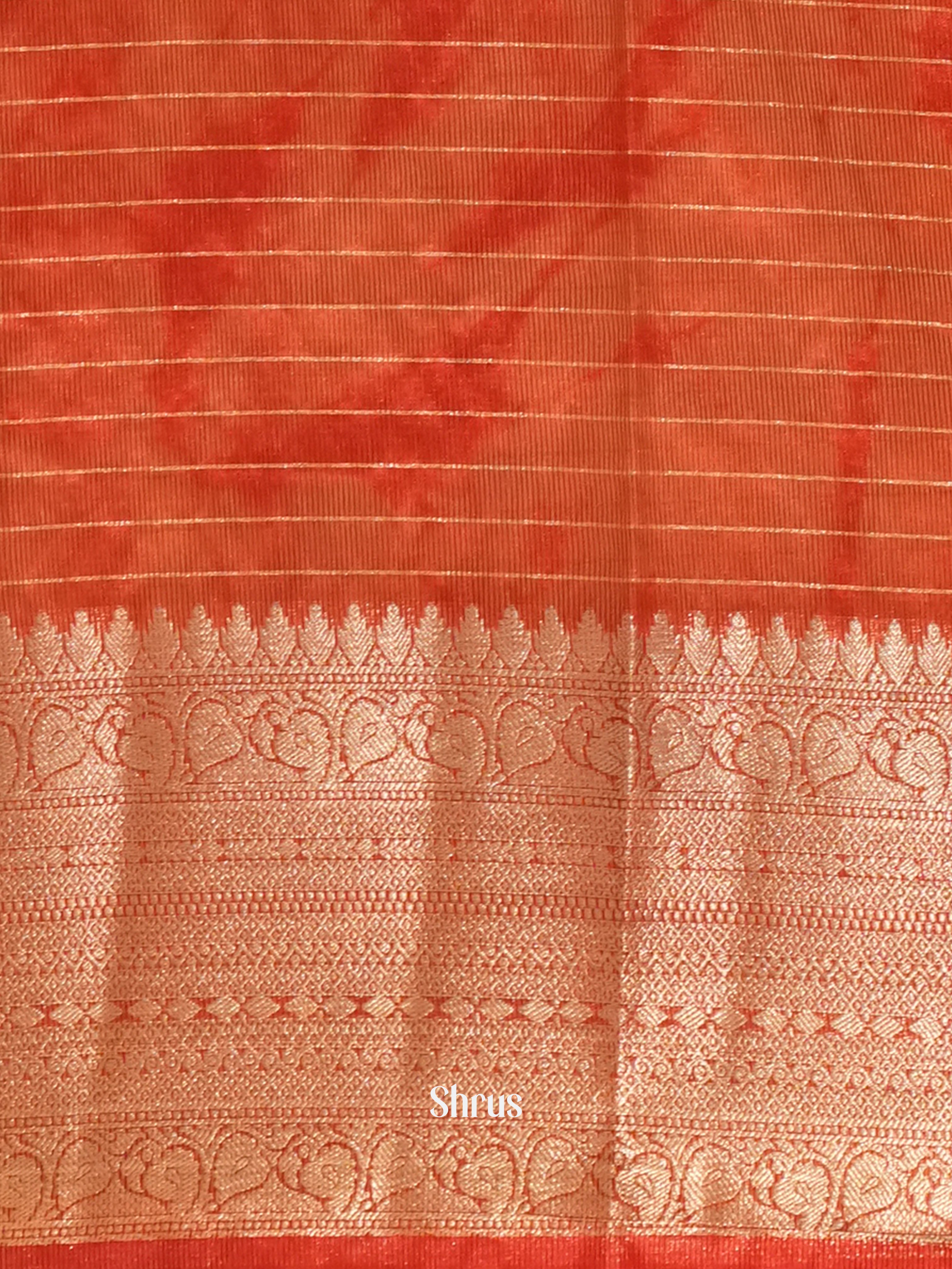 Cream & Red -Semi Dupion Saree - Shop on ShrusEternity.com