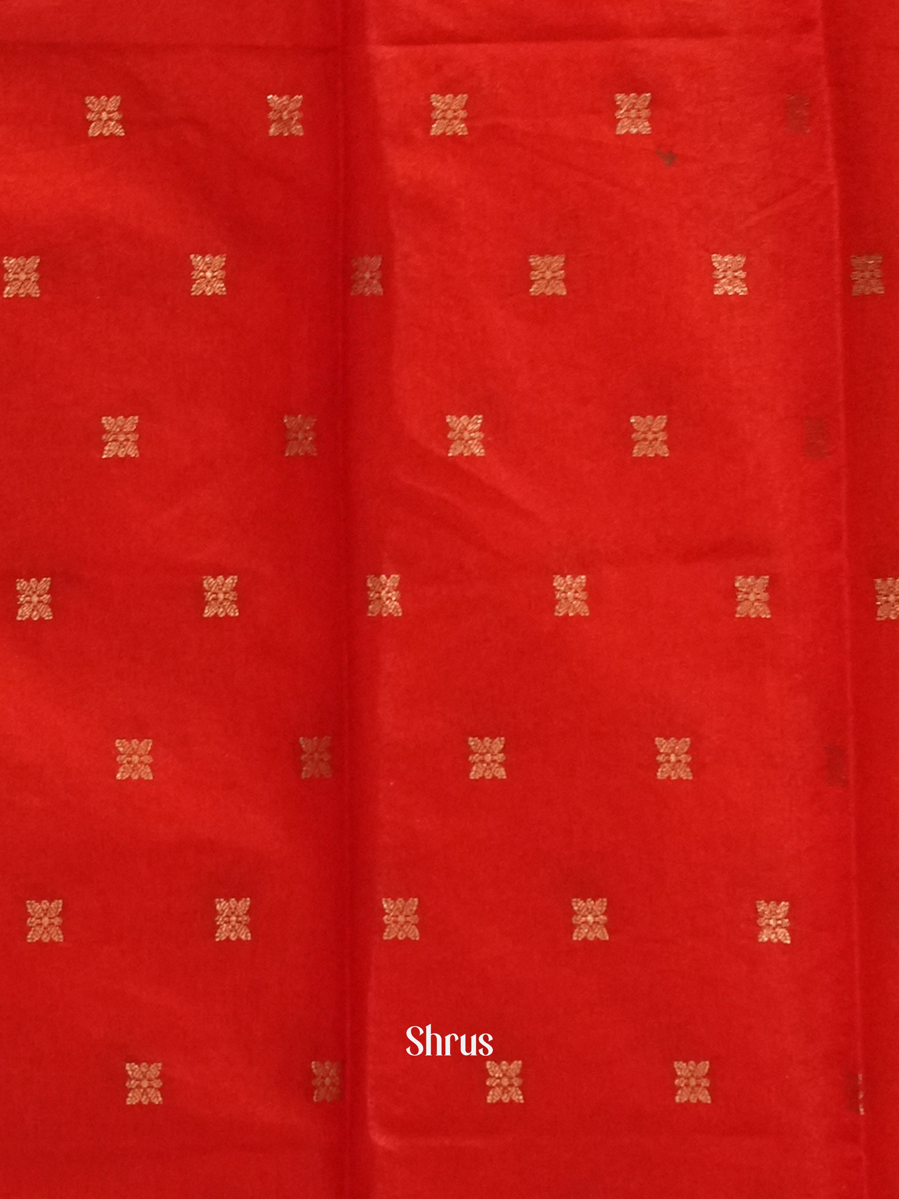 Cream & Red -Semi Dupion Saree - Shop on ShrusEternity.com