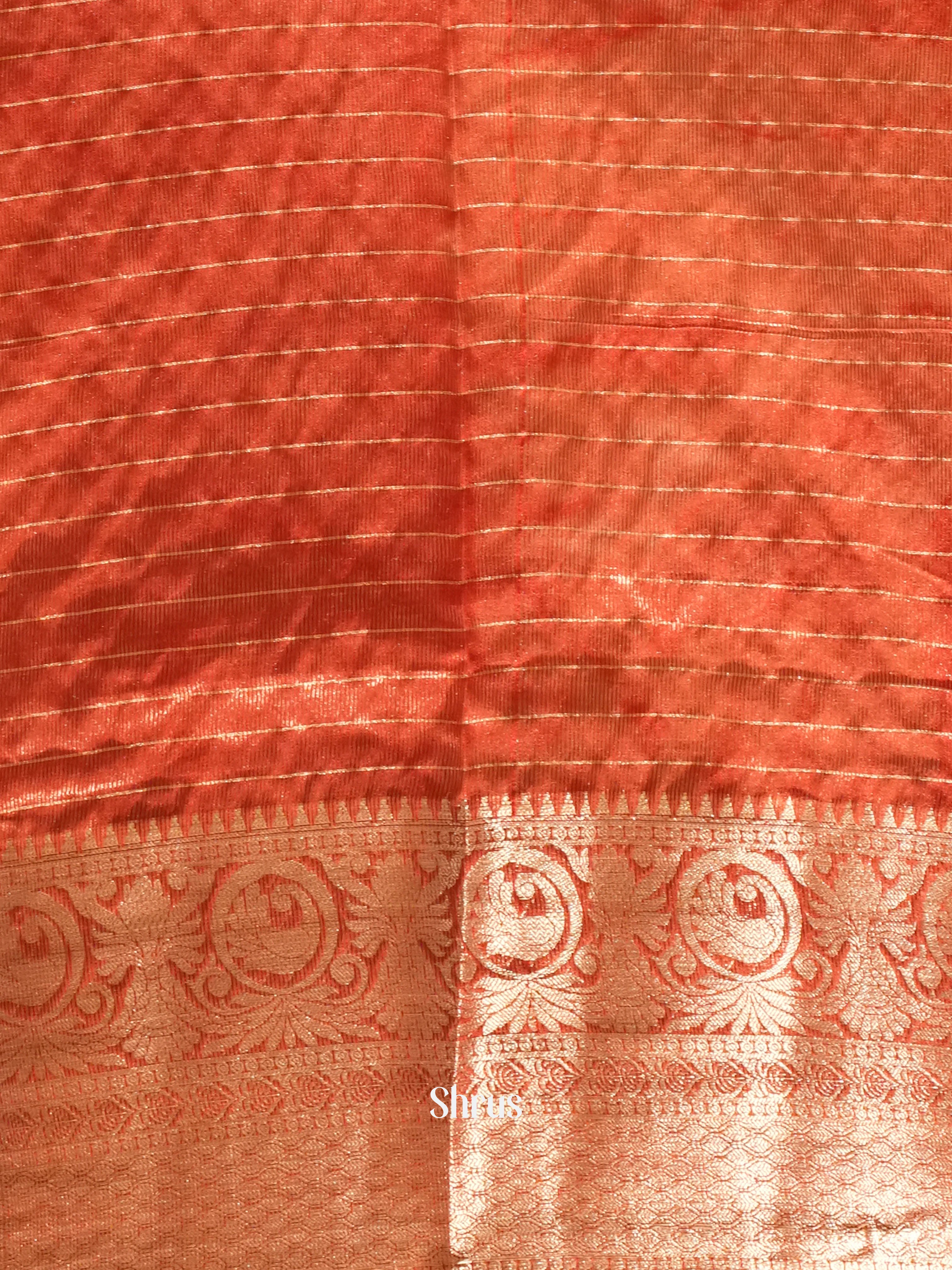 Cream & Red -Semi Dupion Saree - Shop on ShrusEternity.com