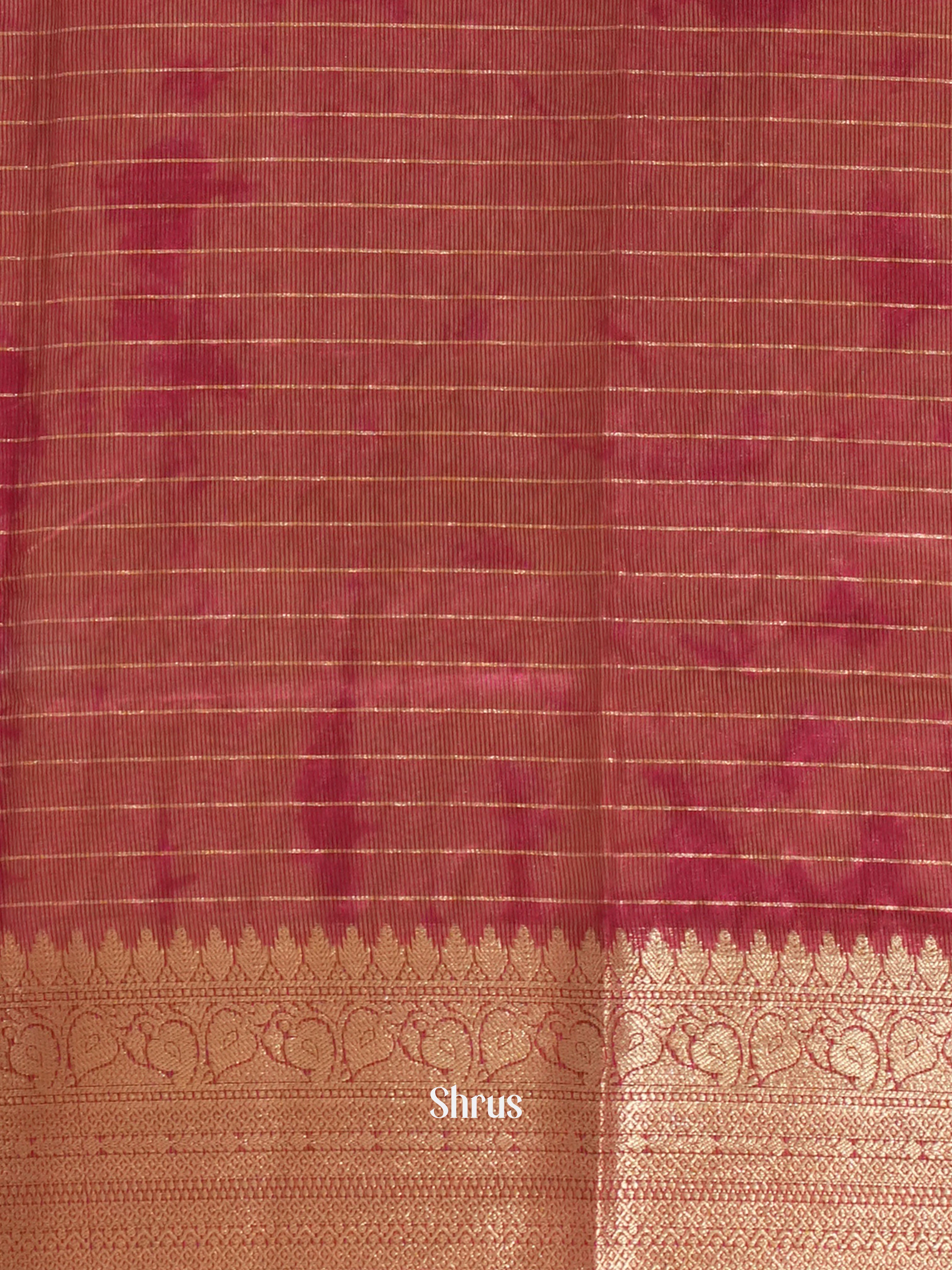 Cream & Pink -Semi Dupion Saree - Shop on ShrusEternity.com