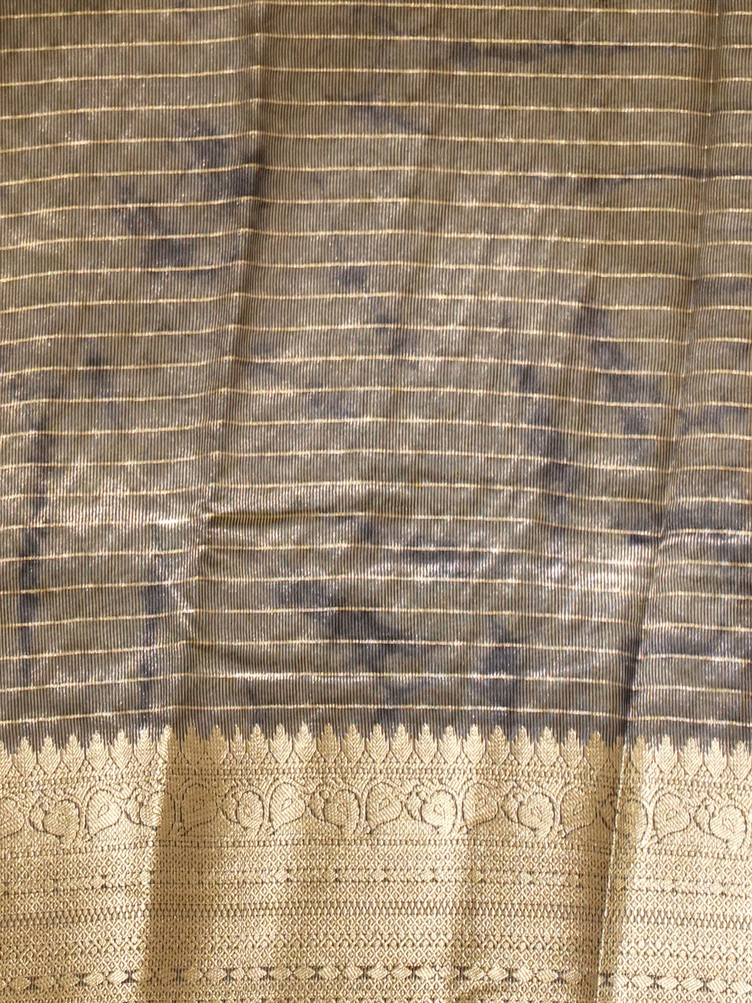 Cream & Blue -Semi Dupion Saree - Shop on ShrusEternity.com