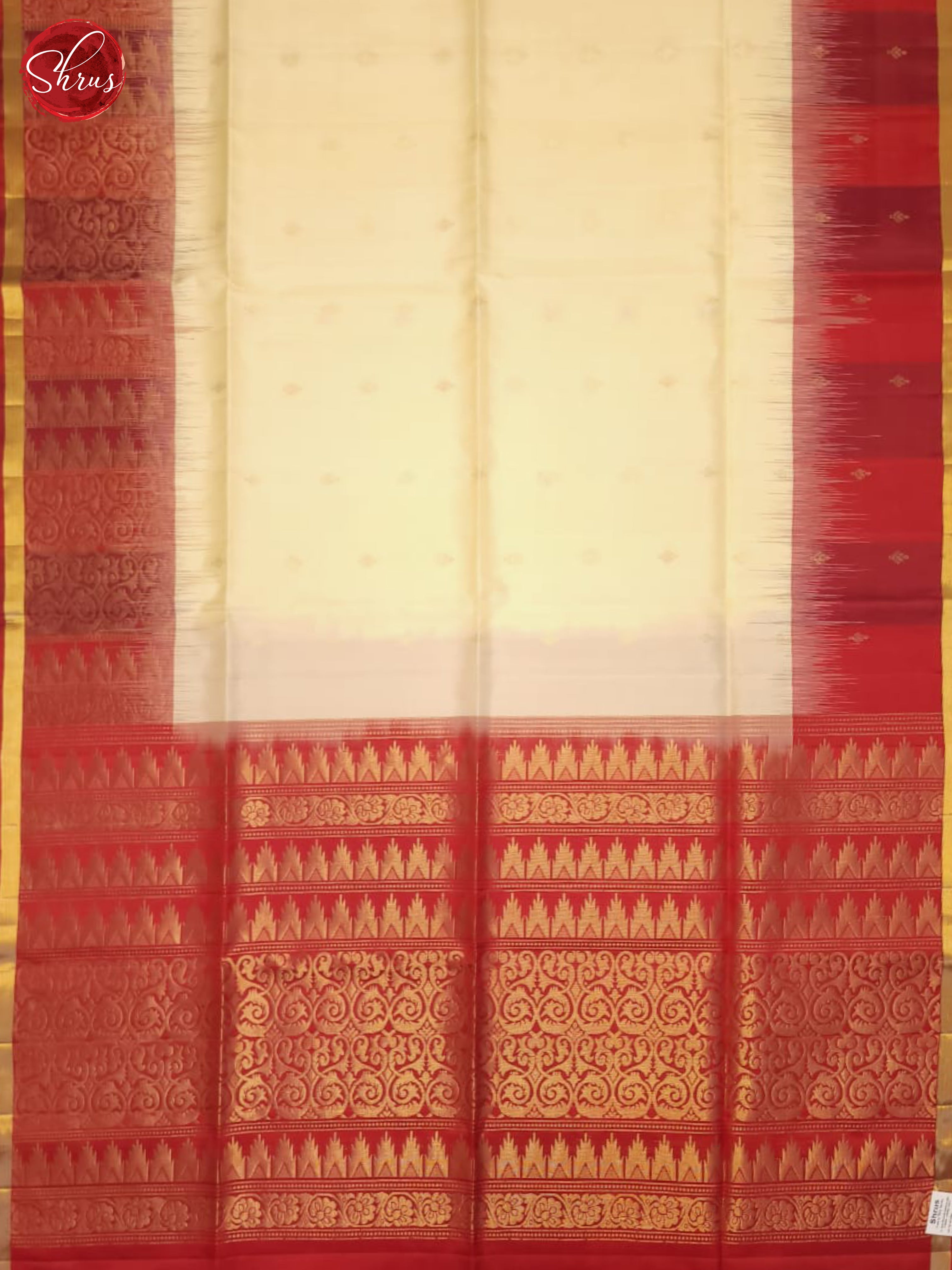 Cream And Red- Soft Silk Saree - Shop on ShrusEternity.com