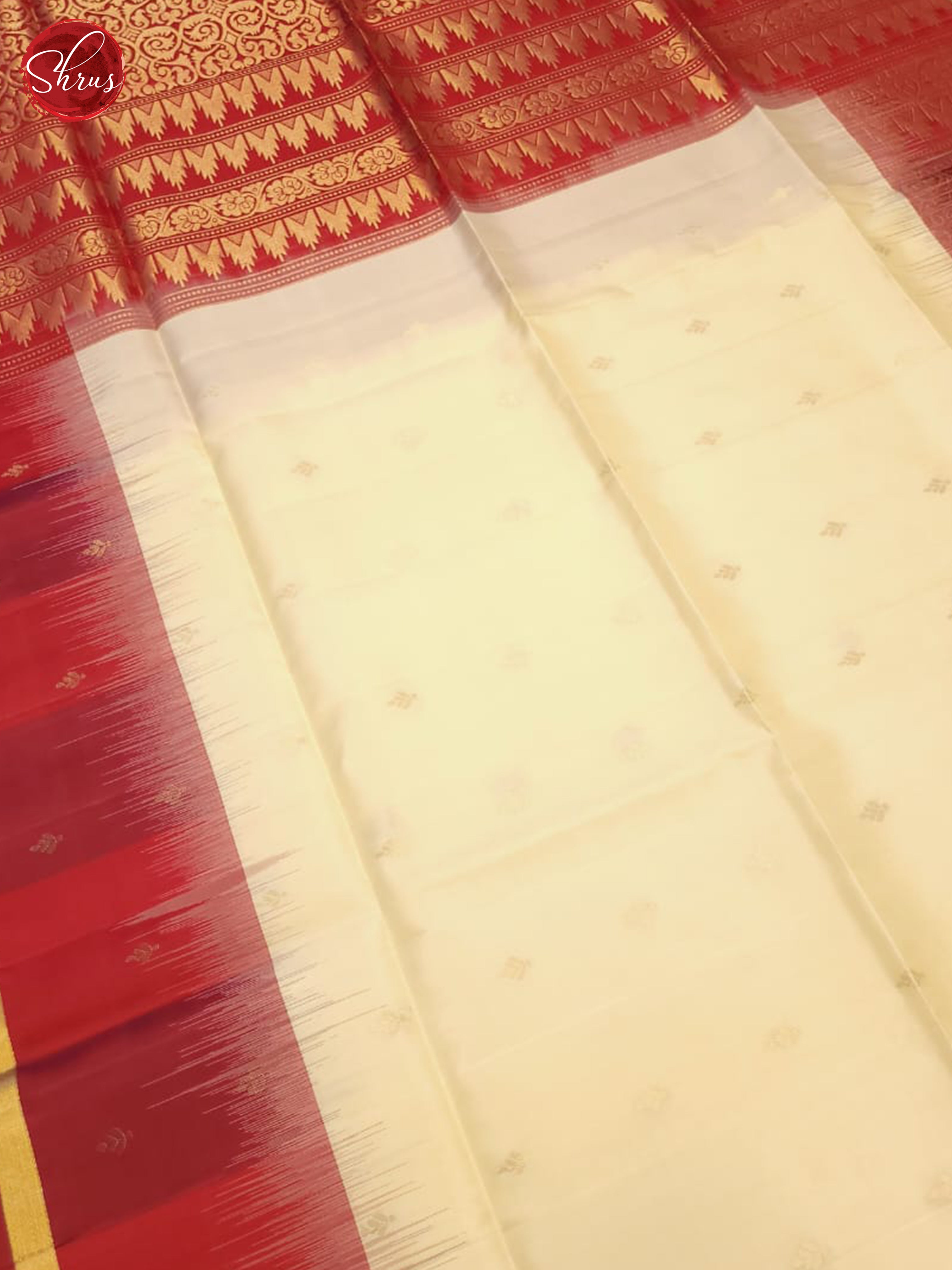 Cream And Red- Soft Silk Saree - Shop on ShrusEternity.com