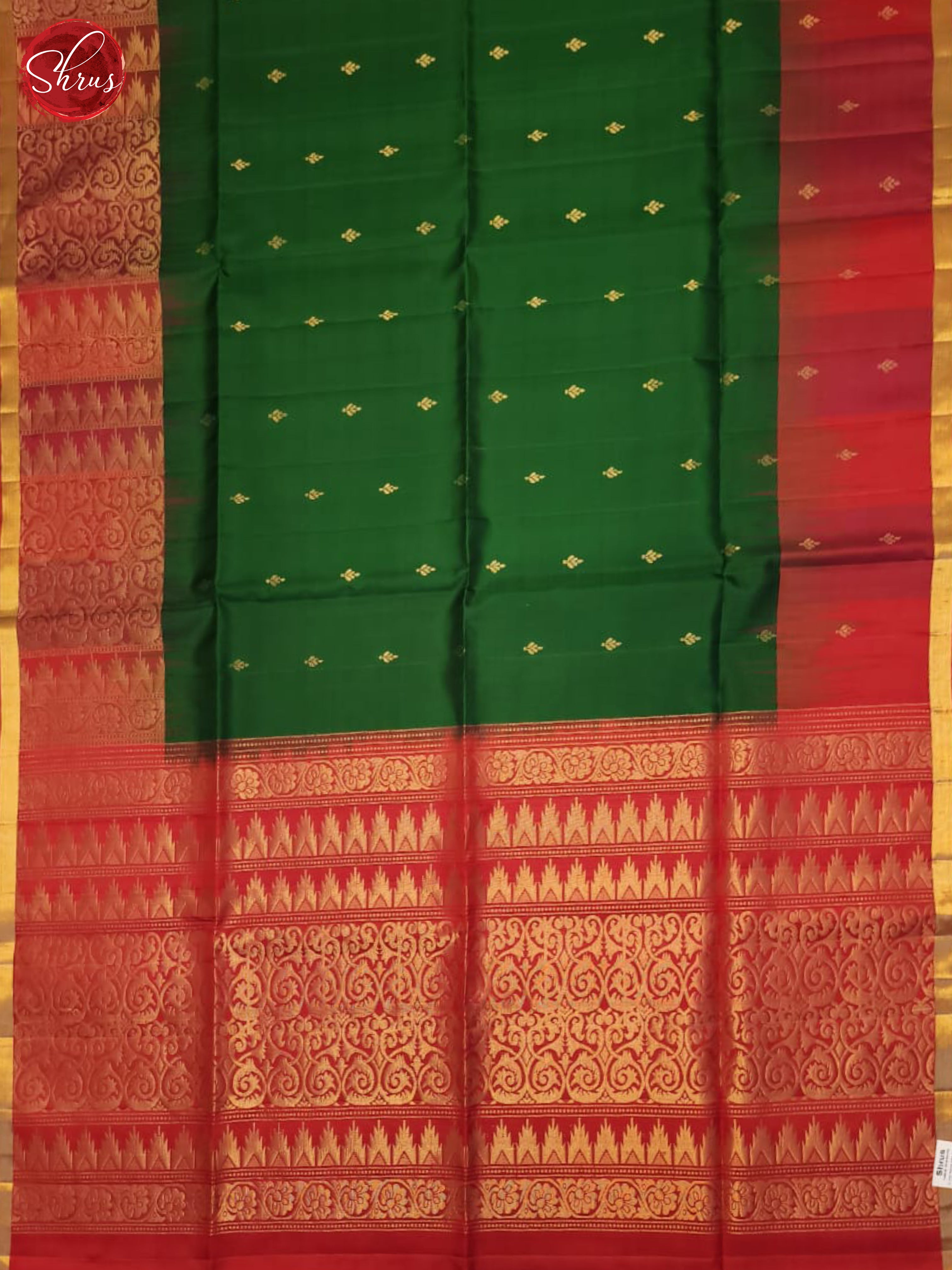 Green And Red- Soft Silk Saree - Shop on ShrusEternity.com