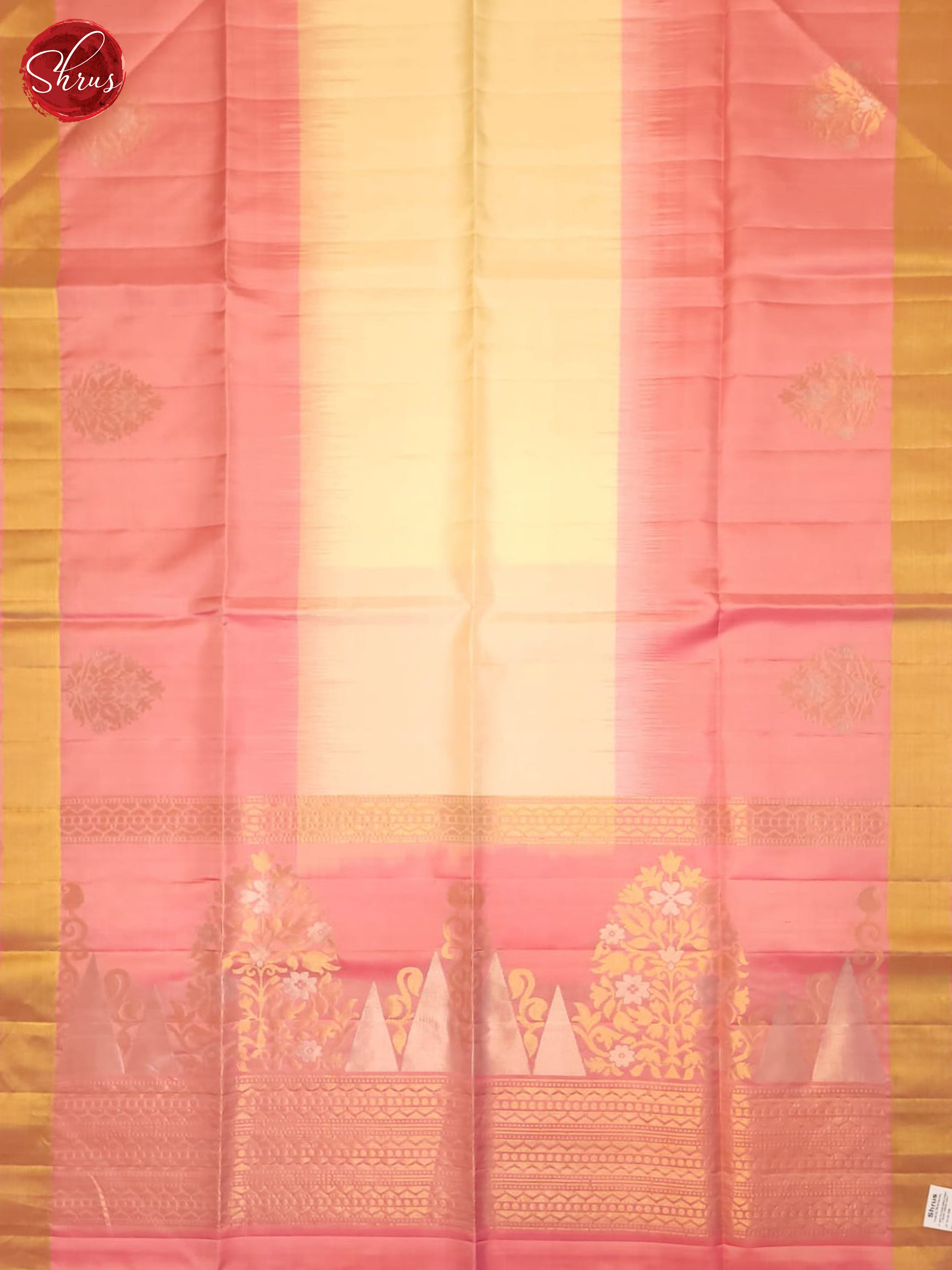 Cream And Pink- Soft Silk Saree - Shop on ShrusEternity.com