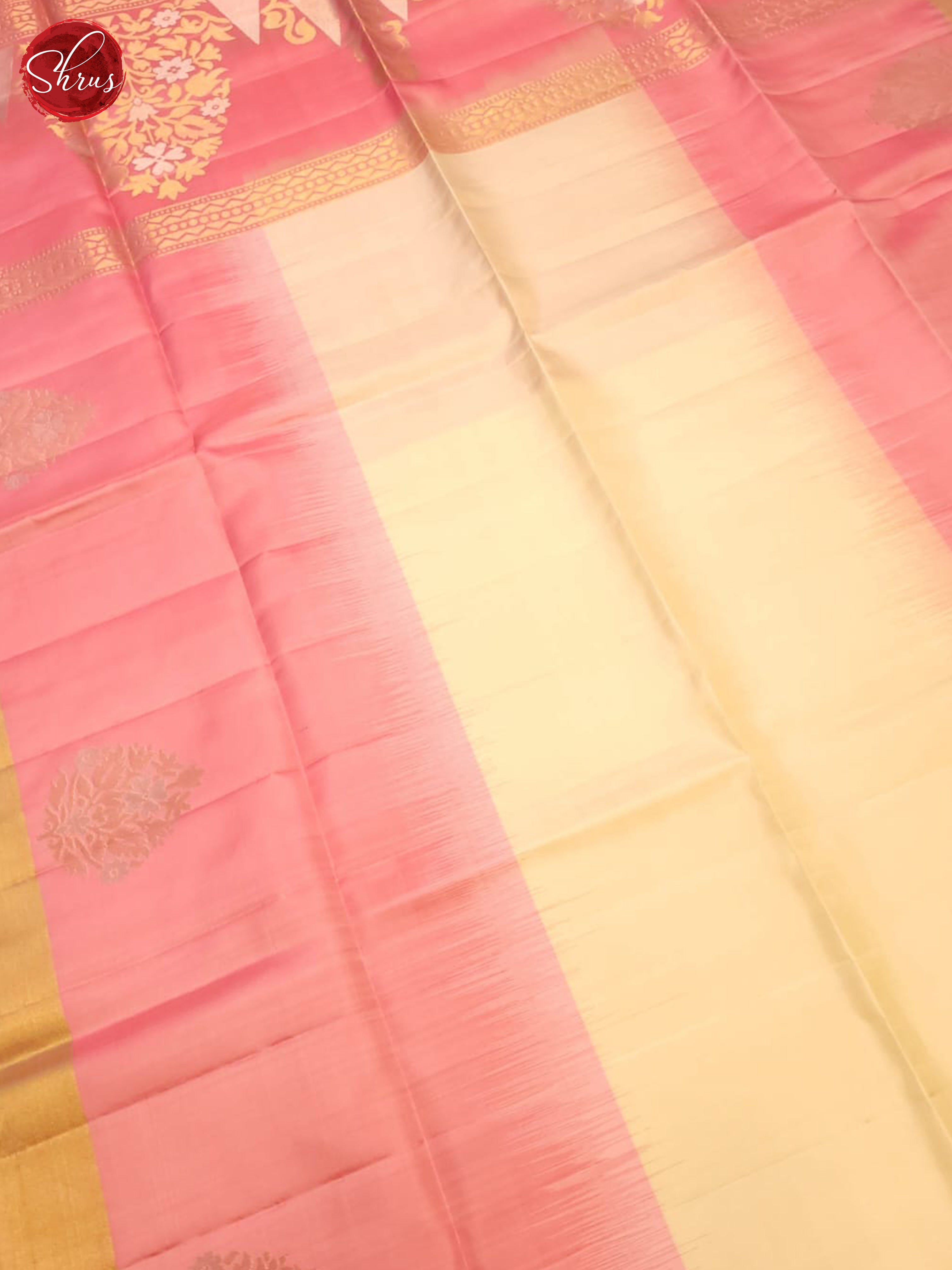 Cream And Pink- Soft Silk Saree - Shop on ShrusEternity.com