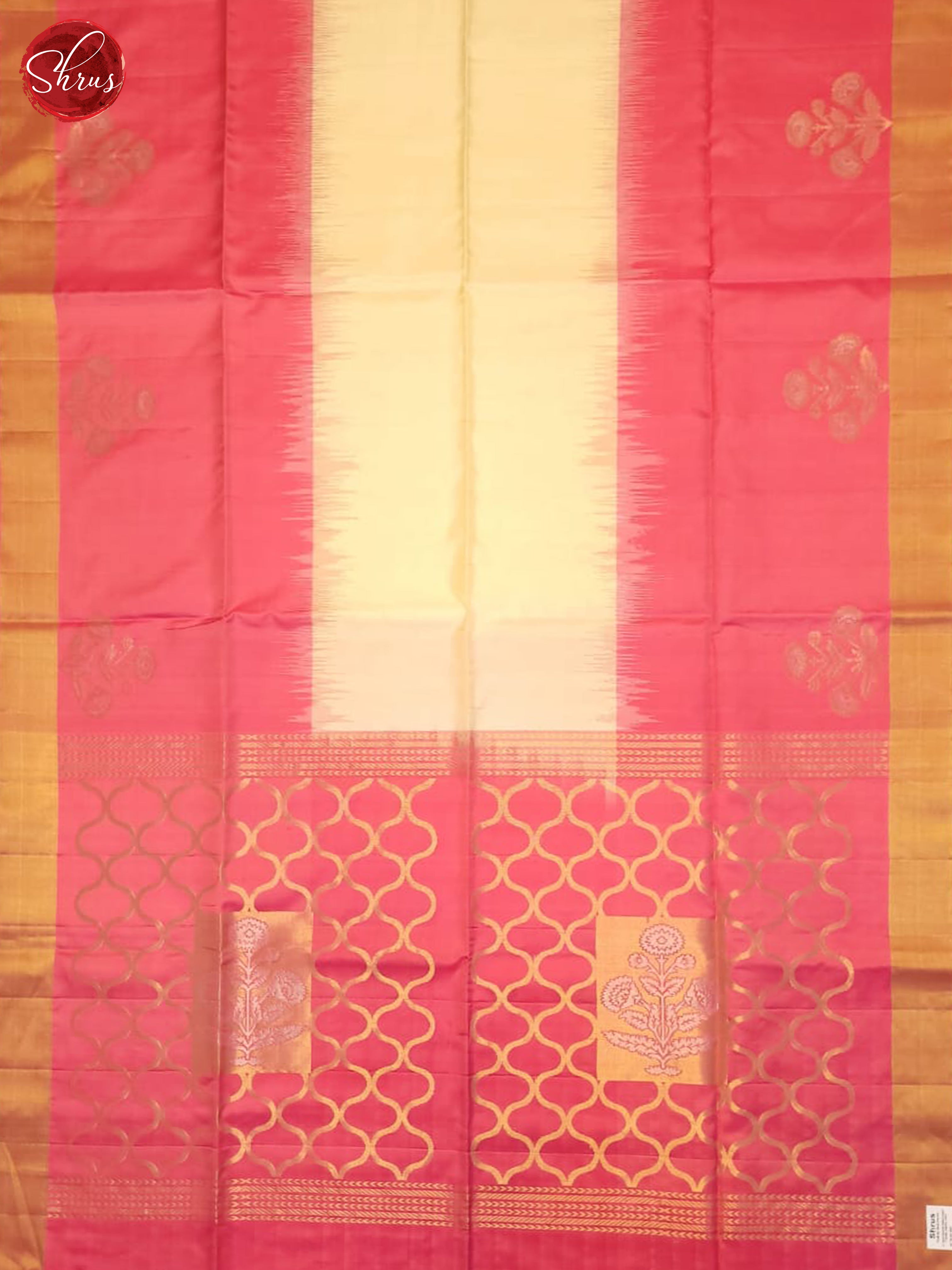 Cream And Pink- Soft Silk Saree - Shop on ShrusEternity.com
