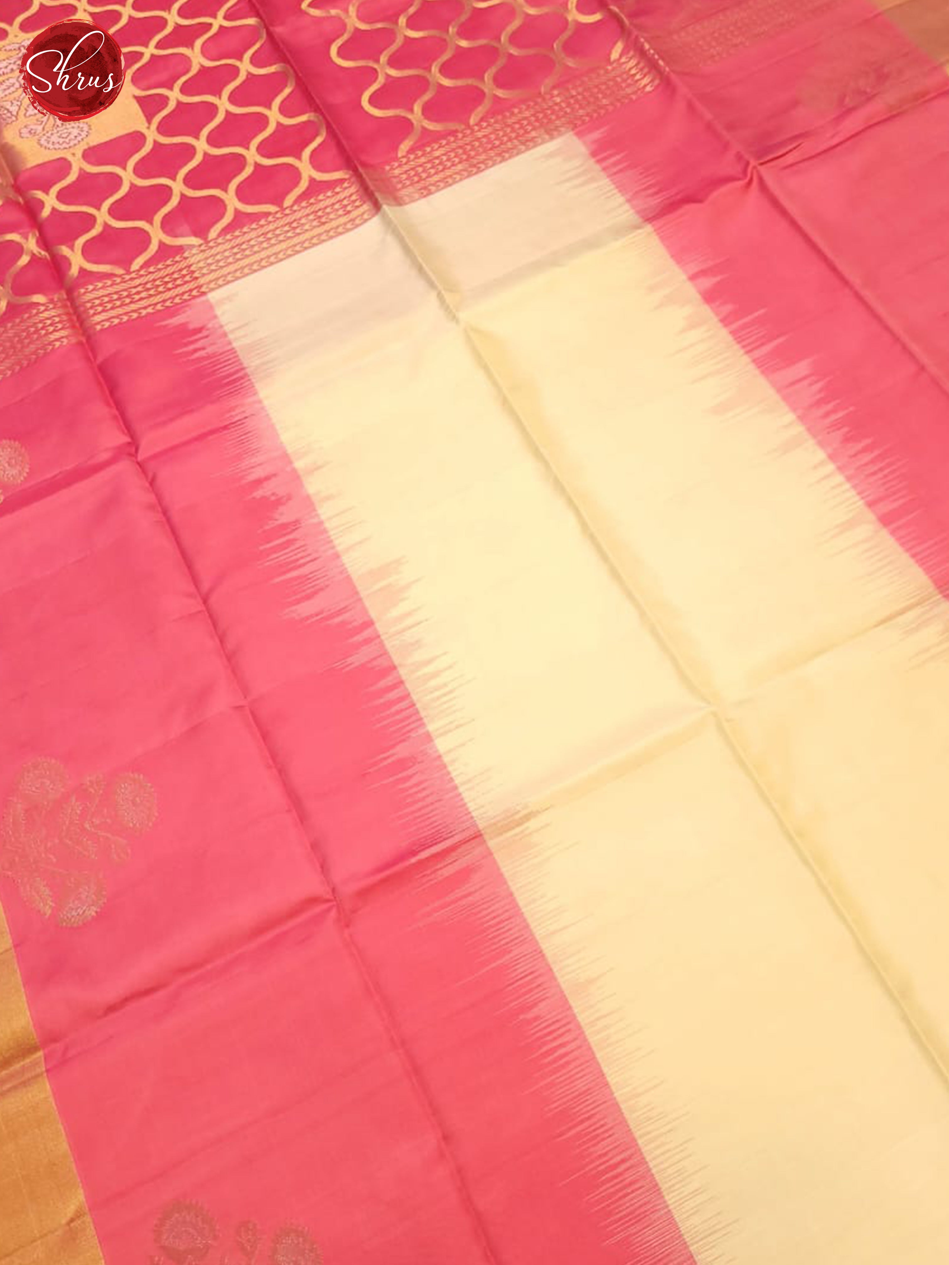 Cream And Pink- Soft Silk Saree - Shop on ShrusEternity.com