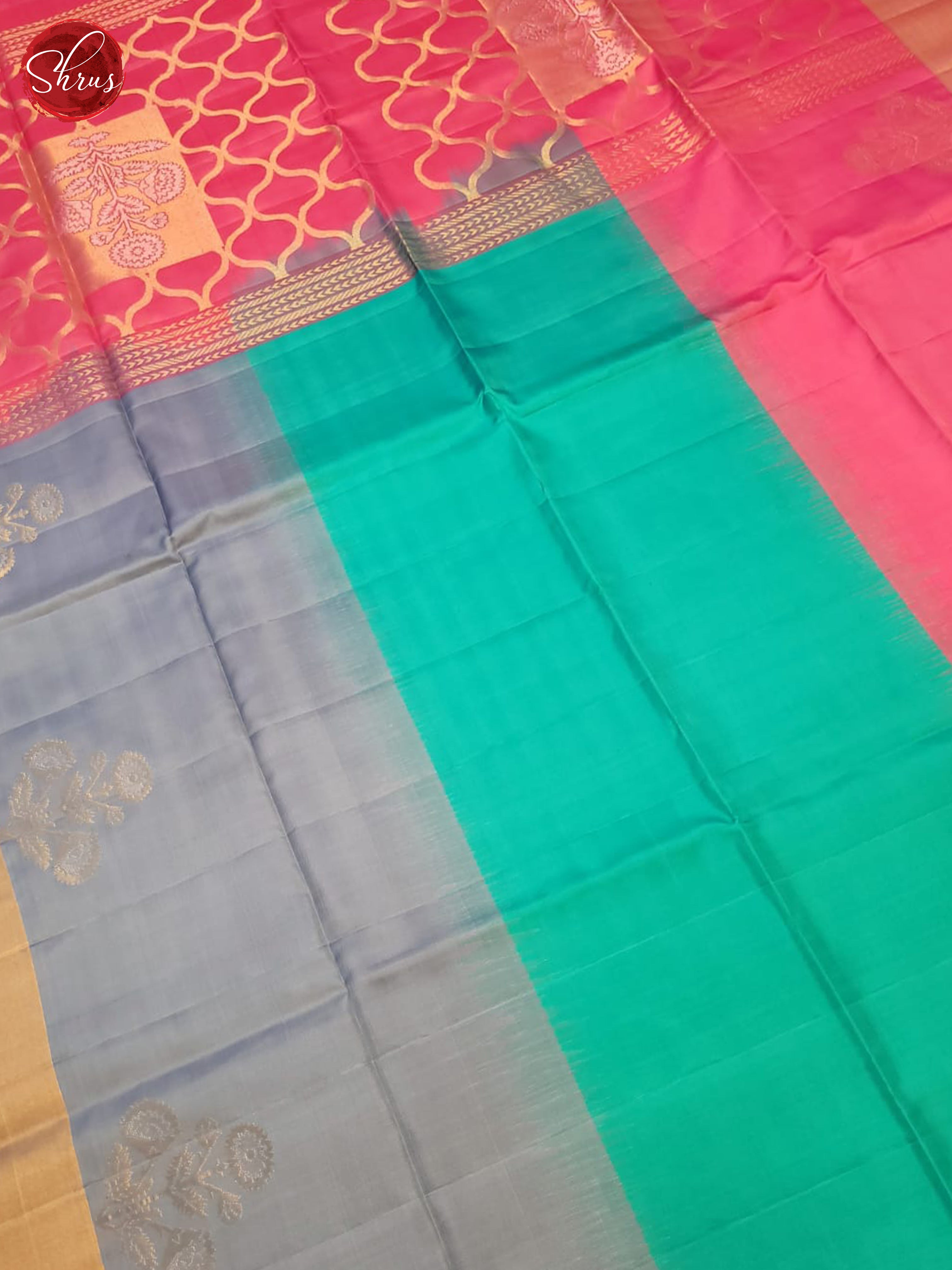 Pink And Grey- Soft SiIk Saree - Shop on ShrusEternity.com