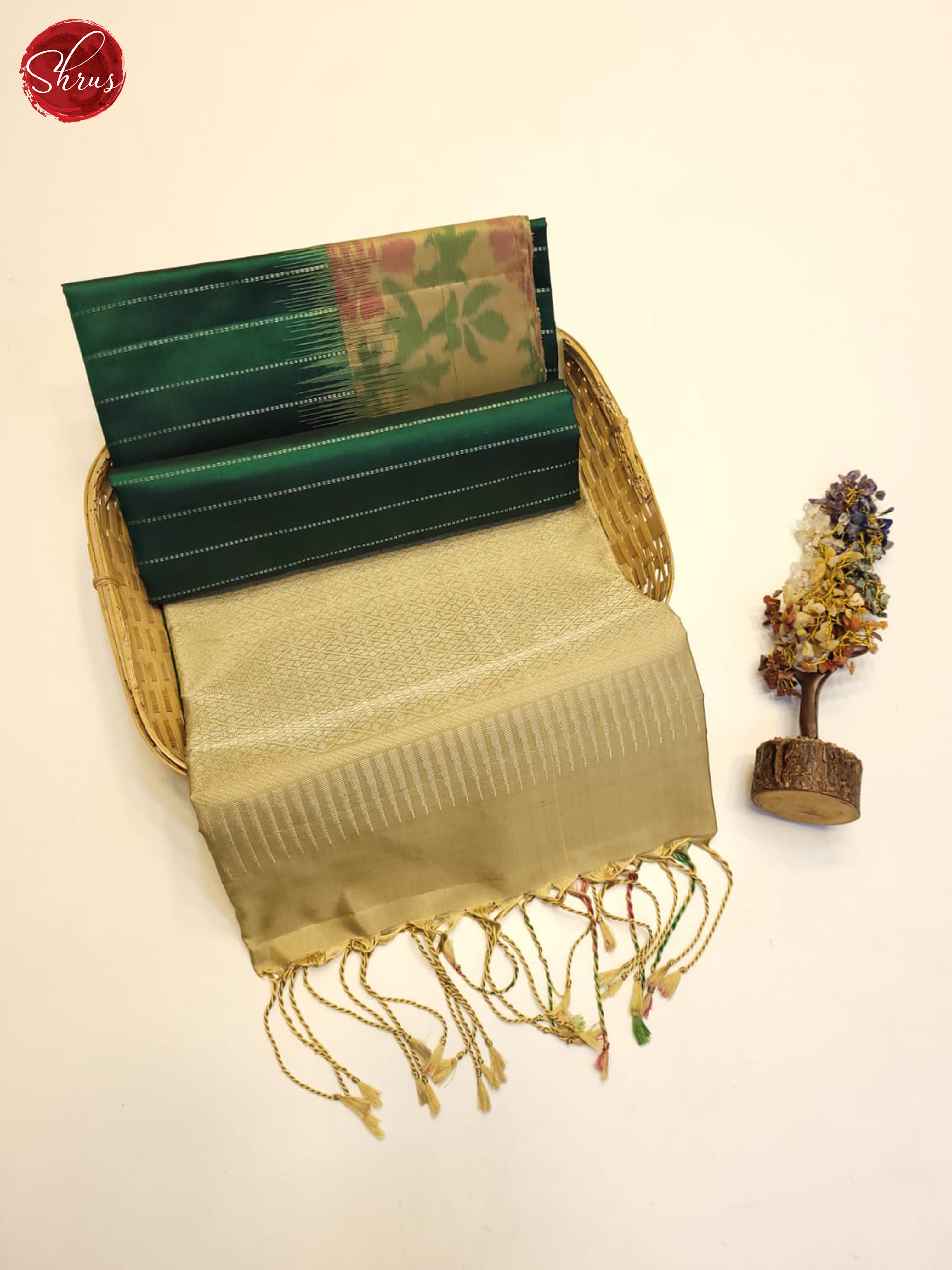 Green And Beige- Soft Silk Saree - Shop on ShrusEternity.com