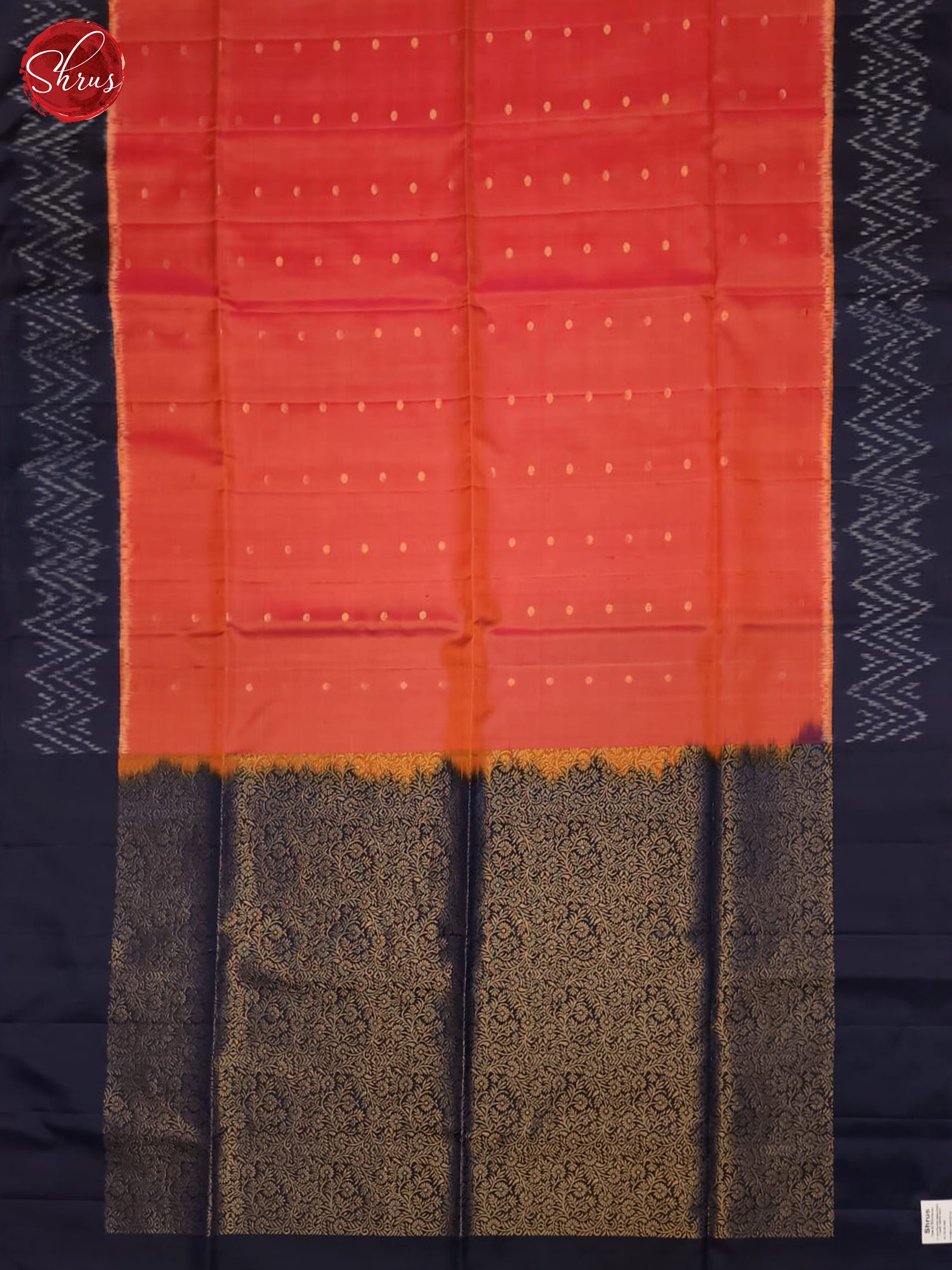 Pinkish Red And Blue- Soft Silk Saree - Shop on ShrusEternity.com