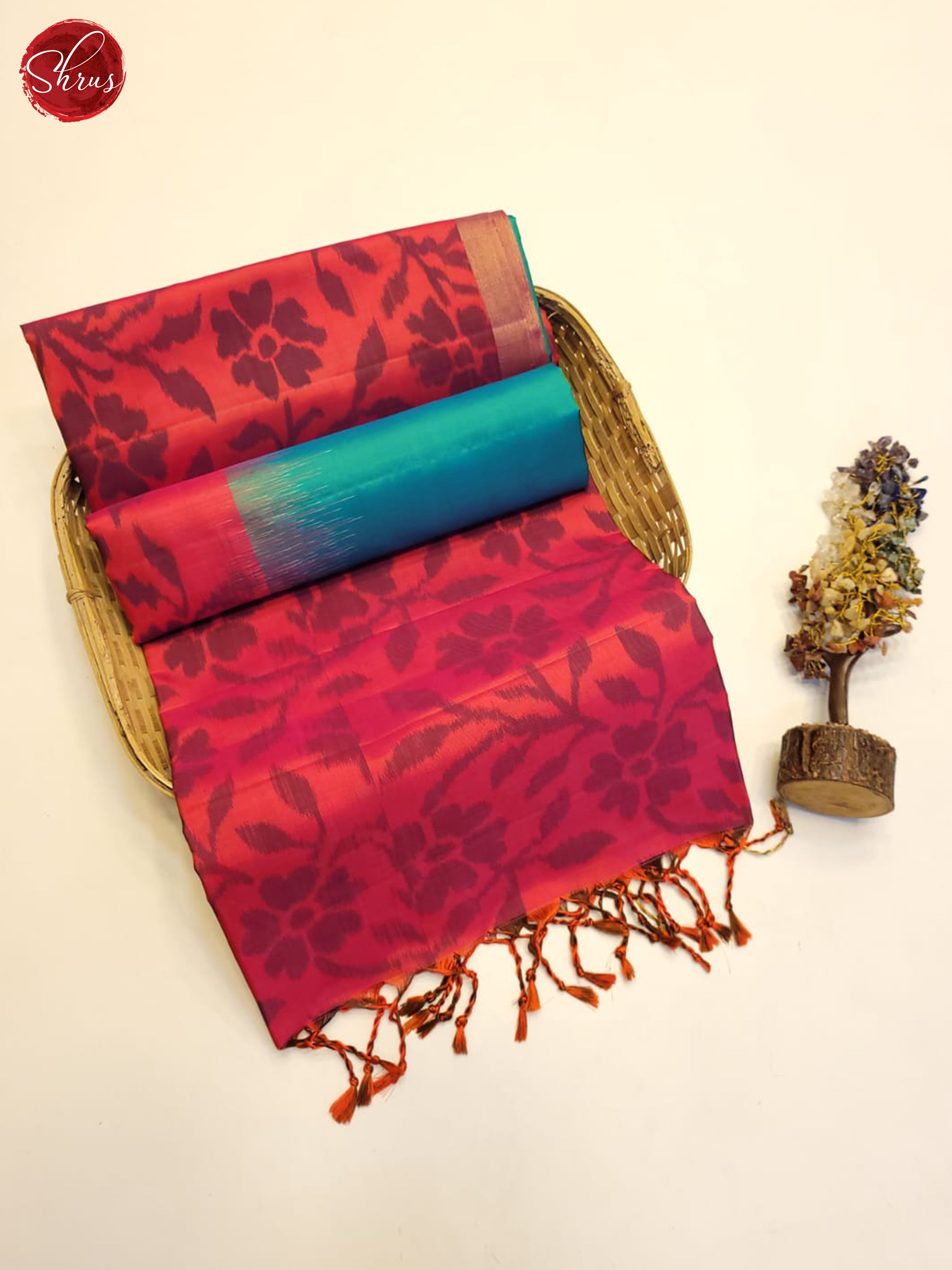 Pink And Blue- Soft Silk Saree - Shop on ShrusEternity.com