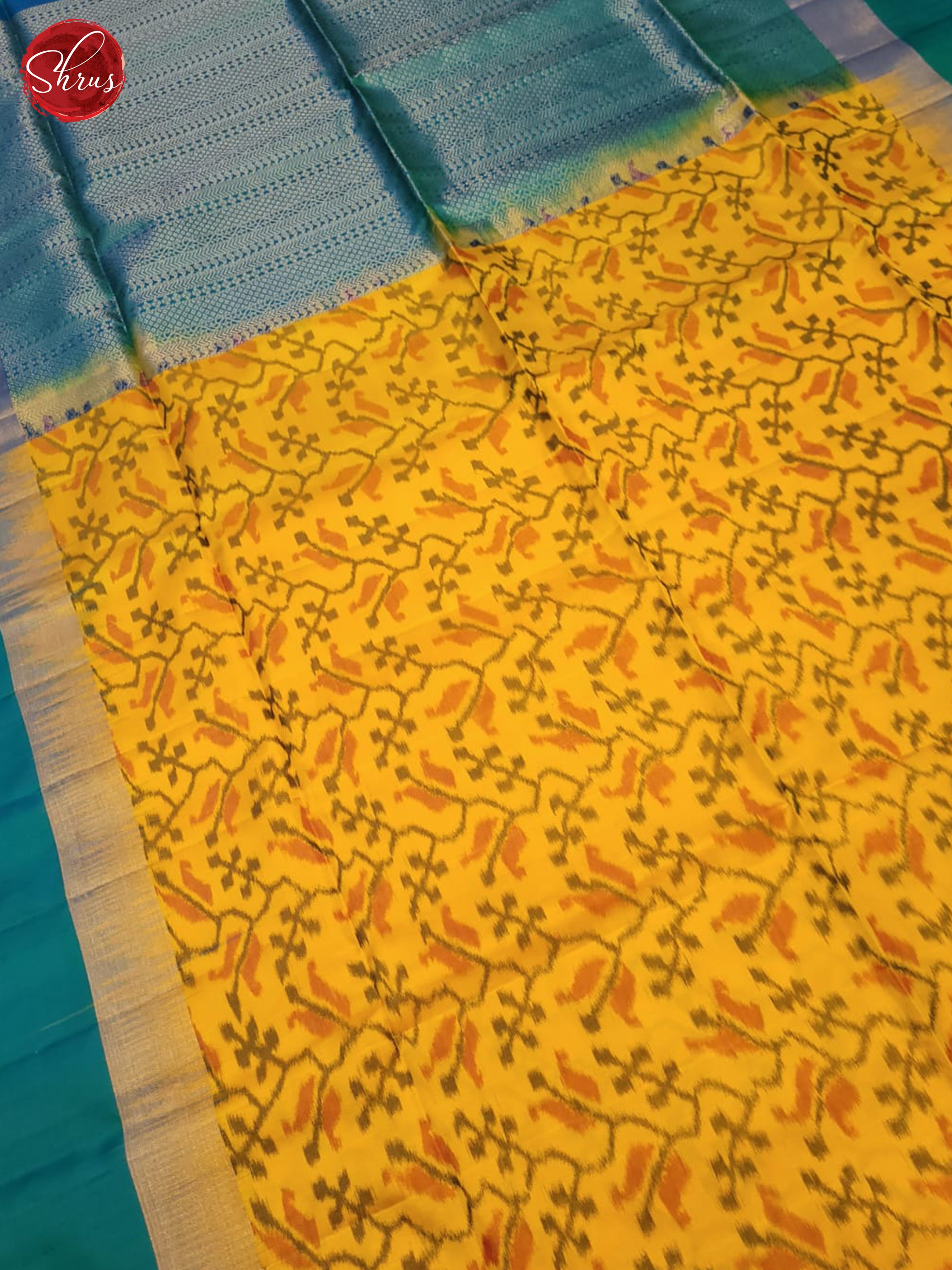 Yellow And Blue- Soft Silk Saree - Shop on ShrusEternity.com