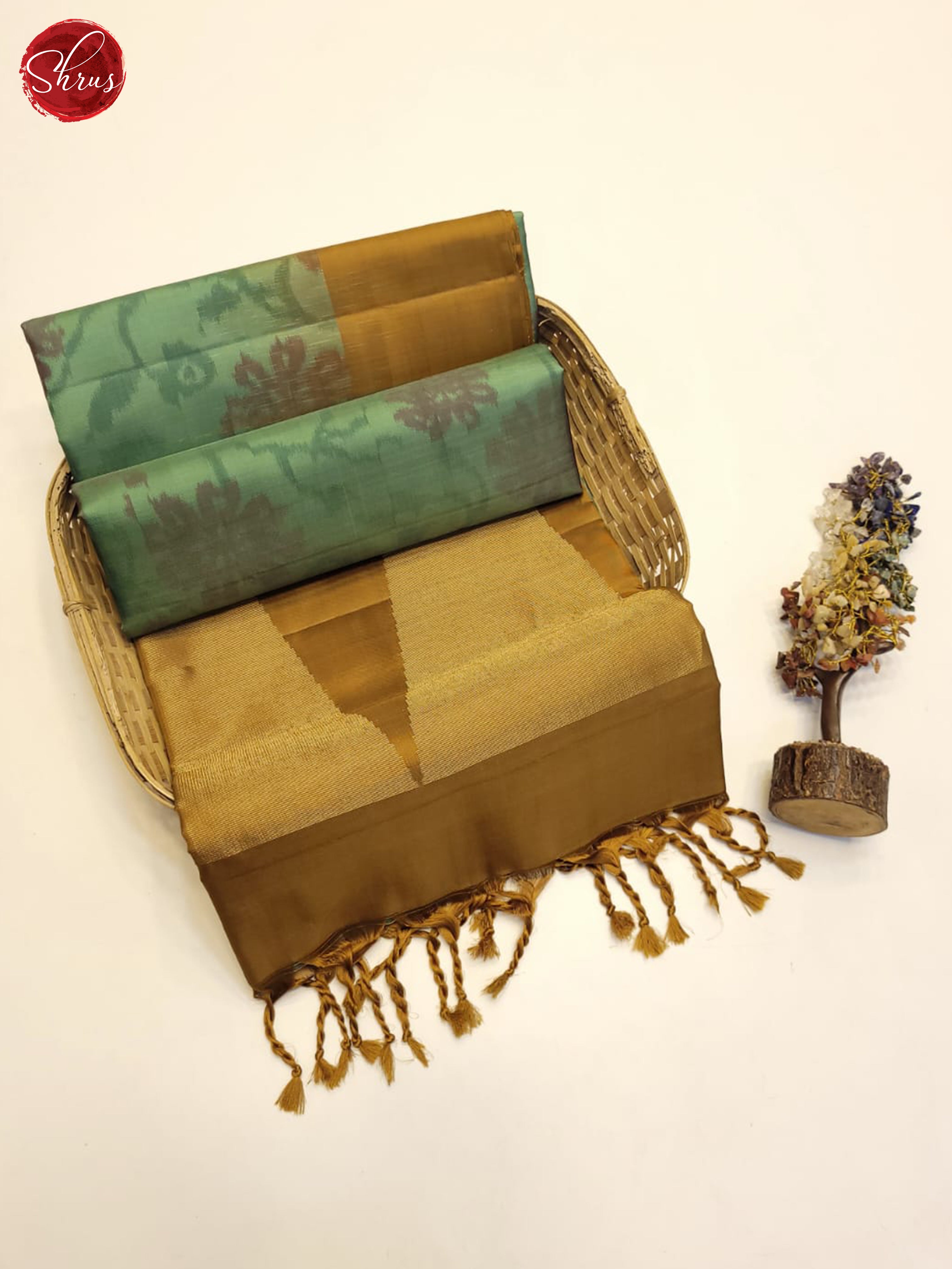 Green And Gold- Soft Silk Saree - Shop on ShrusEternity.com