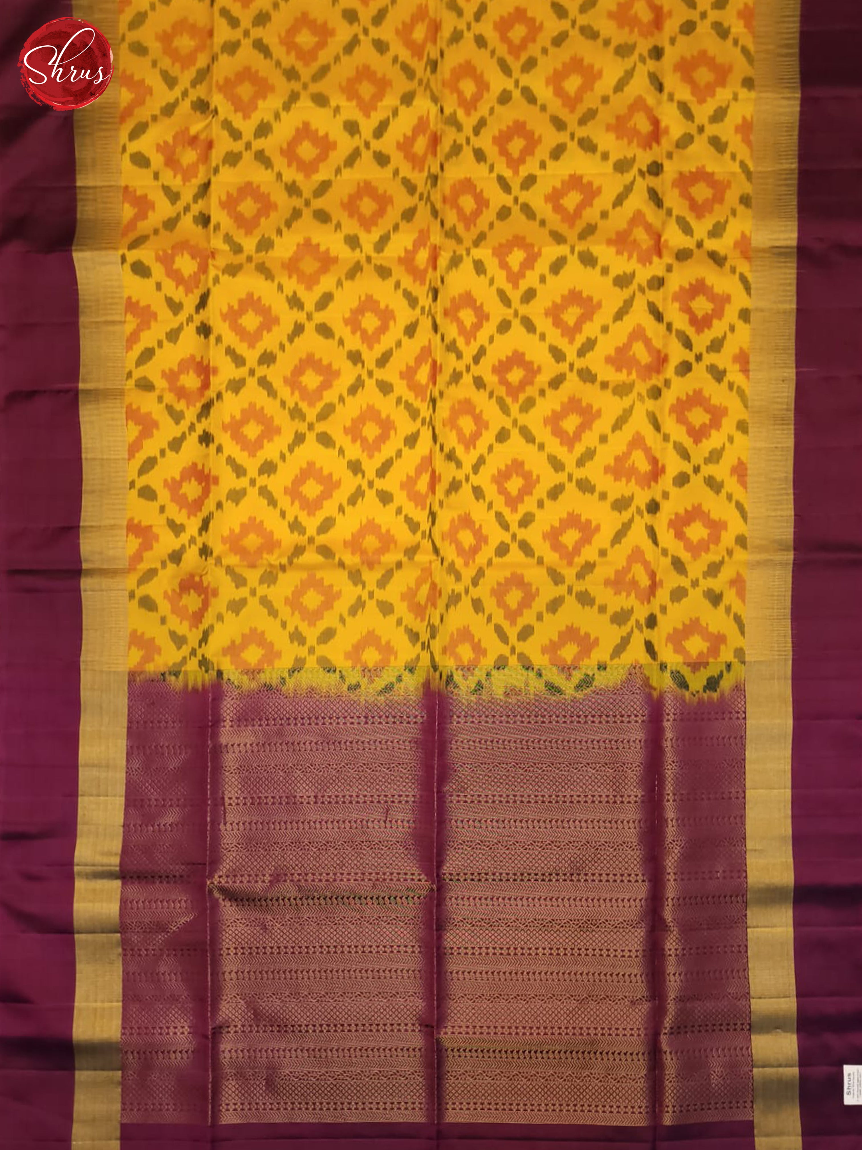 Yellow And Wine- Soft Silk Saree - Shop on ShrusEternity.com