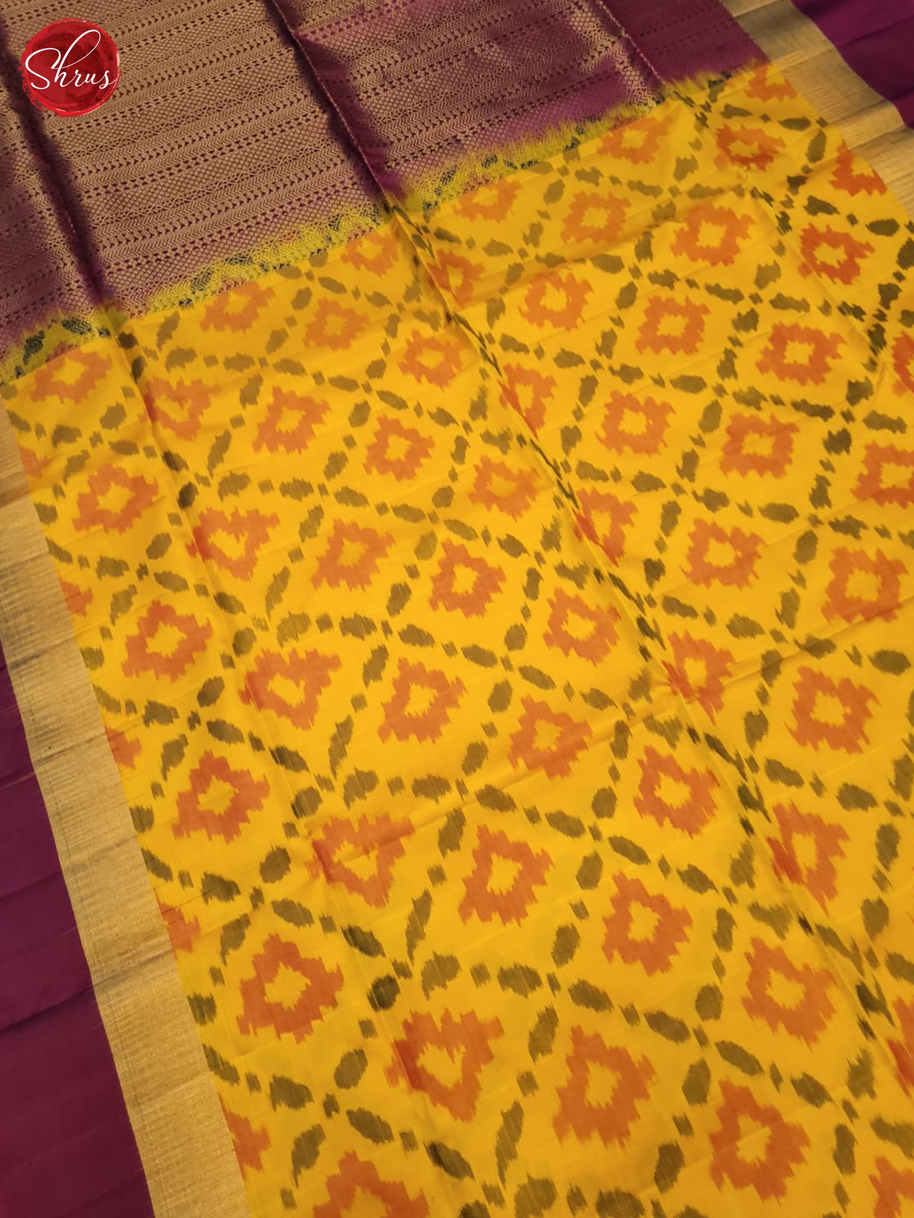 Yellow And Wine- Soft Silk Saree - Shop on ShrusEternity.com