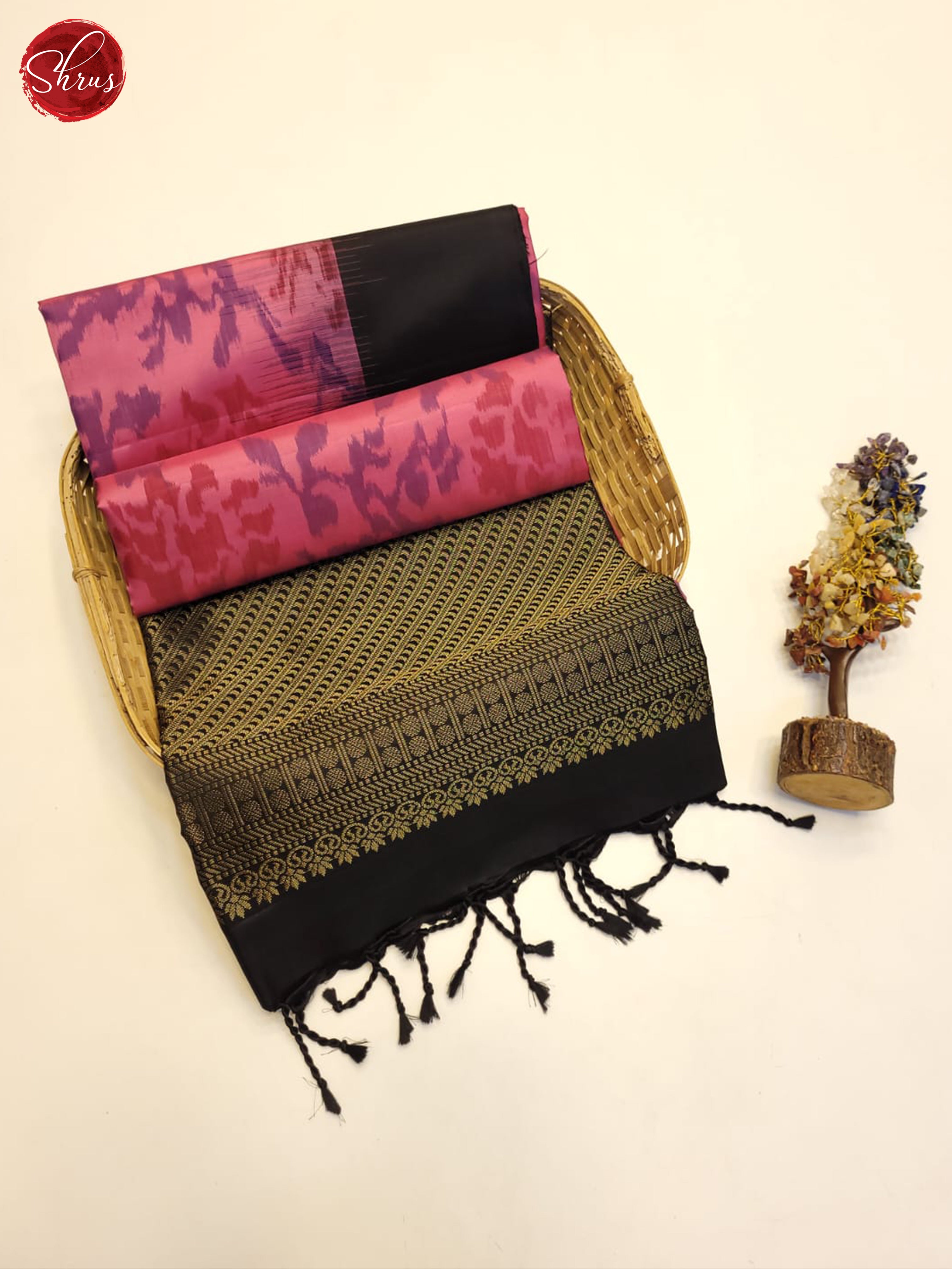 Pink And Black- Soft Silk Saree - Shop on ShrusEternity.com