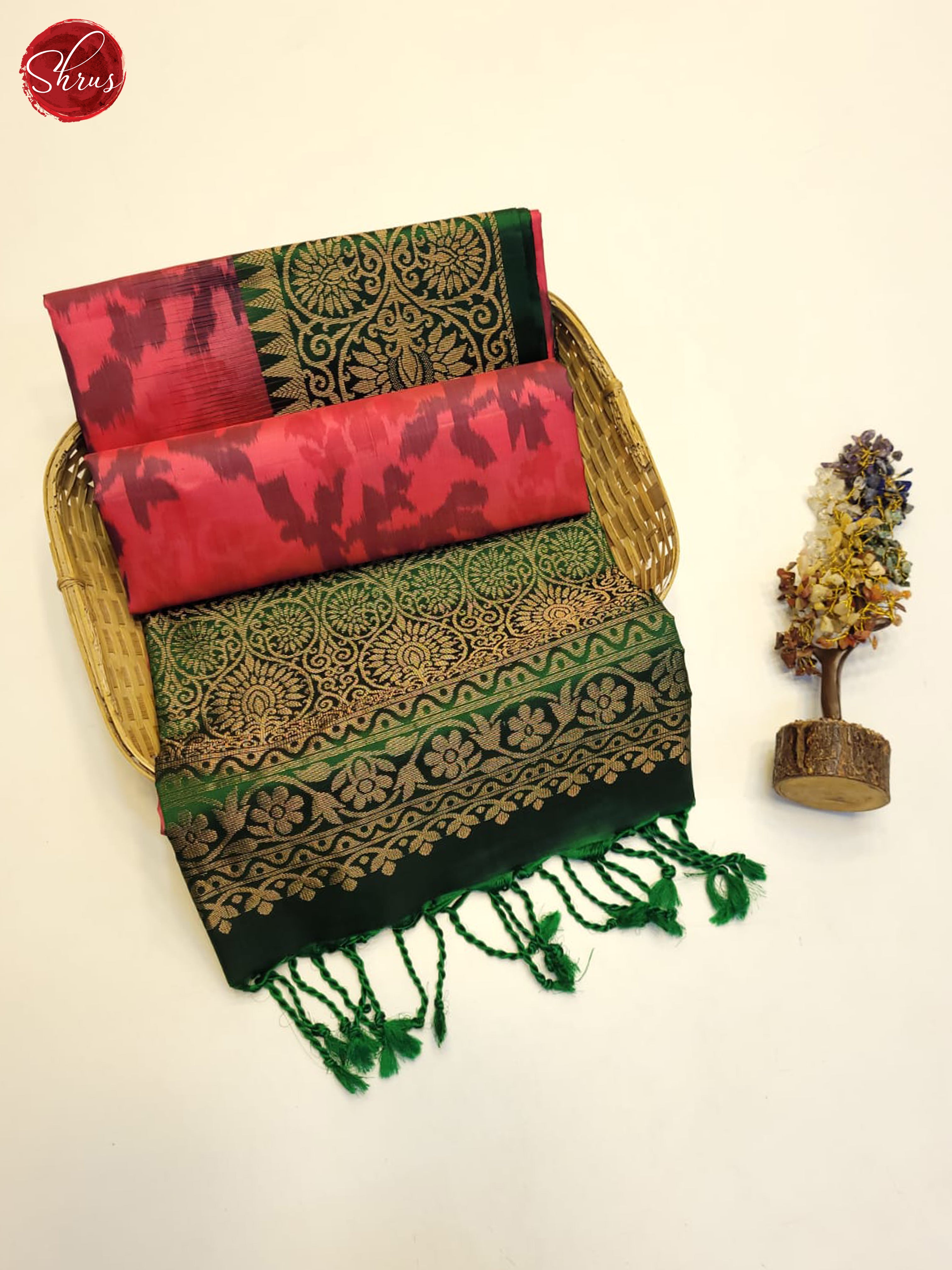 Pink And Green- Soft Silk Saree - Shop on ShrusEternity.com