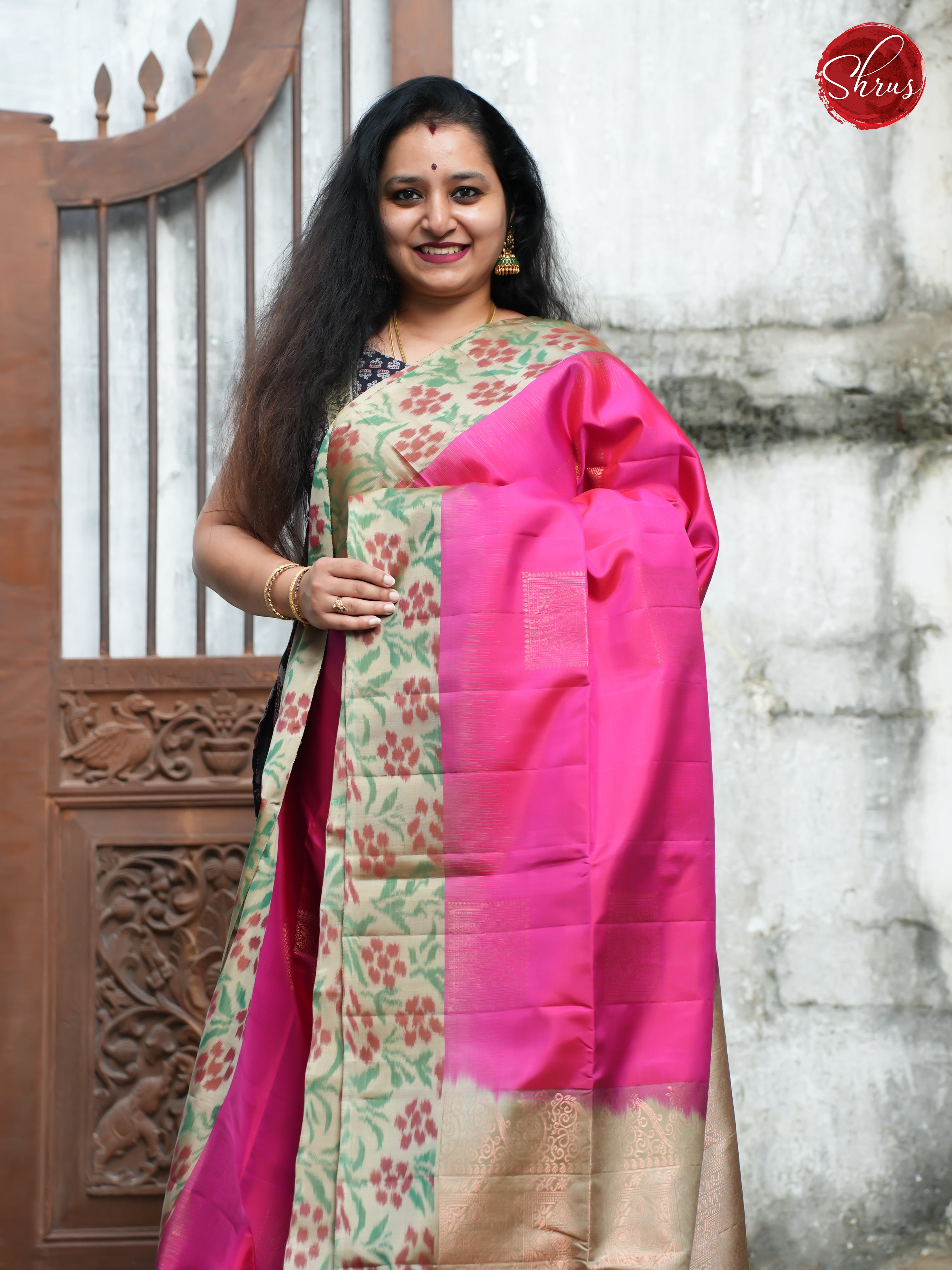 Pink & Beige - Soft Silk Saree - Shop on ShrusEternity.com