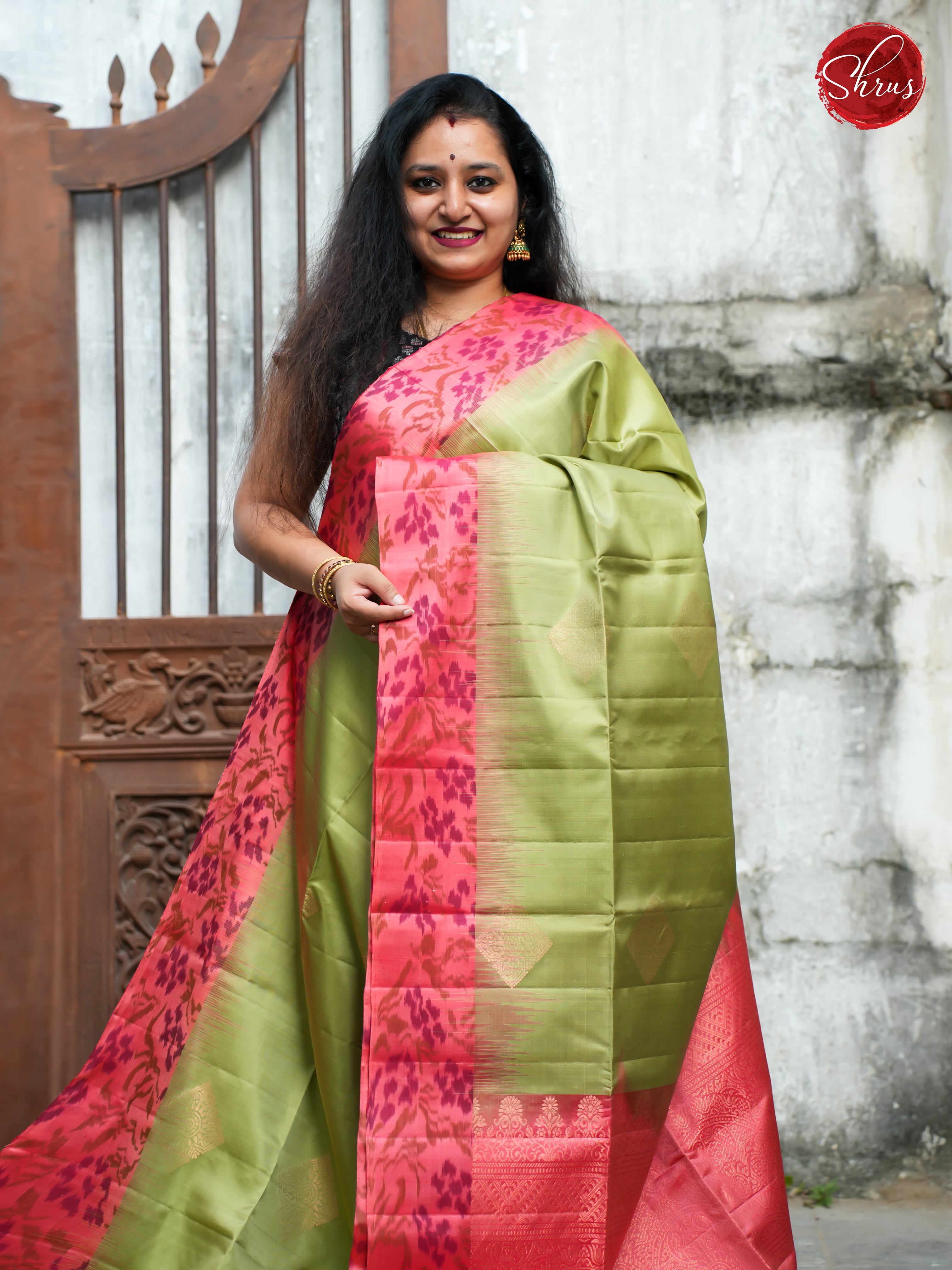 Green & Pink - Soft Silk Saree - Shop on ShrusEternity.com