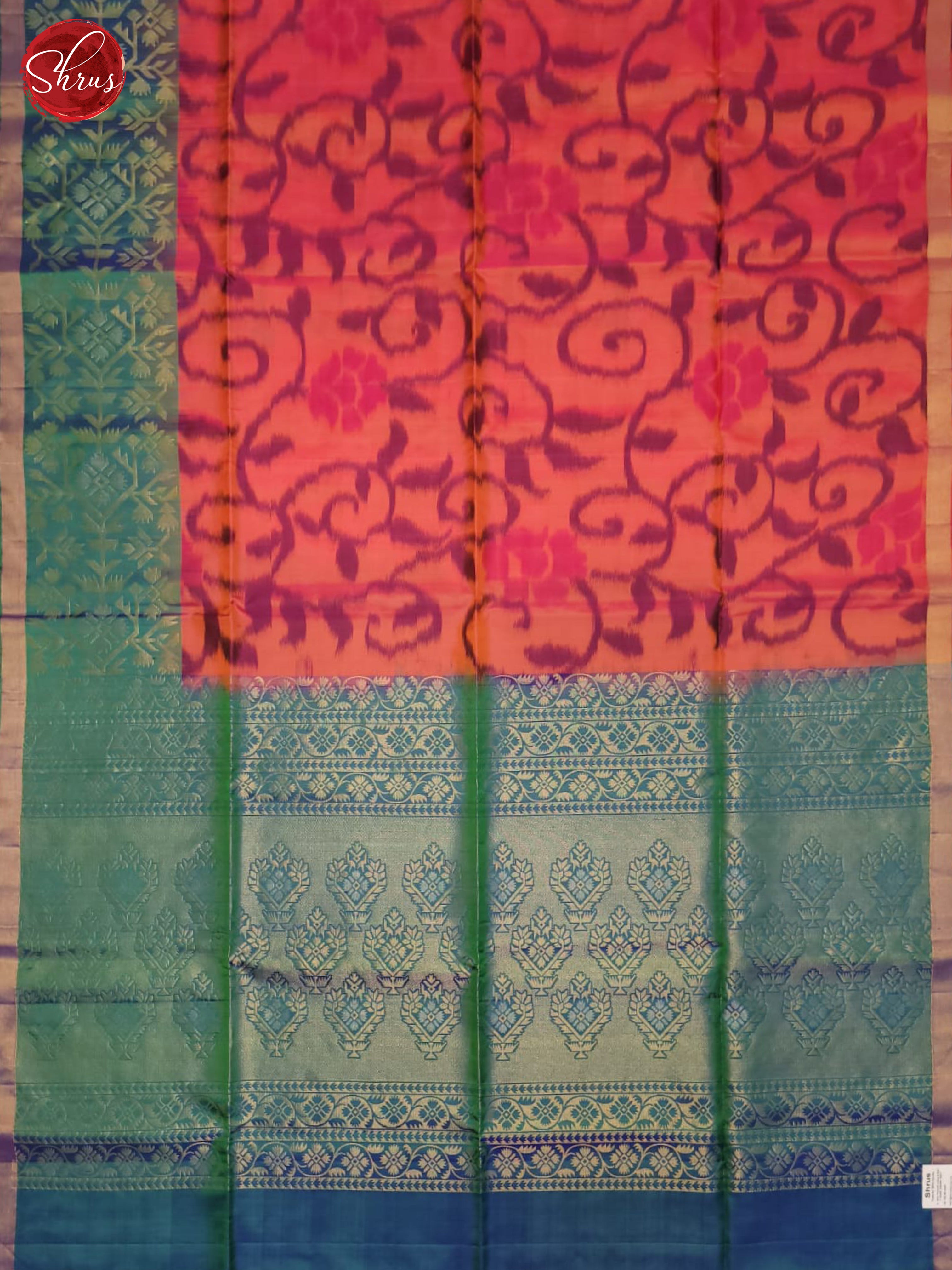 Reddish Pink And Blue- Soft Silk Saree - Shop on ShrusEternity.com