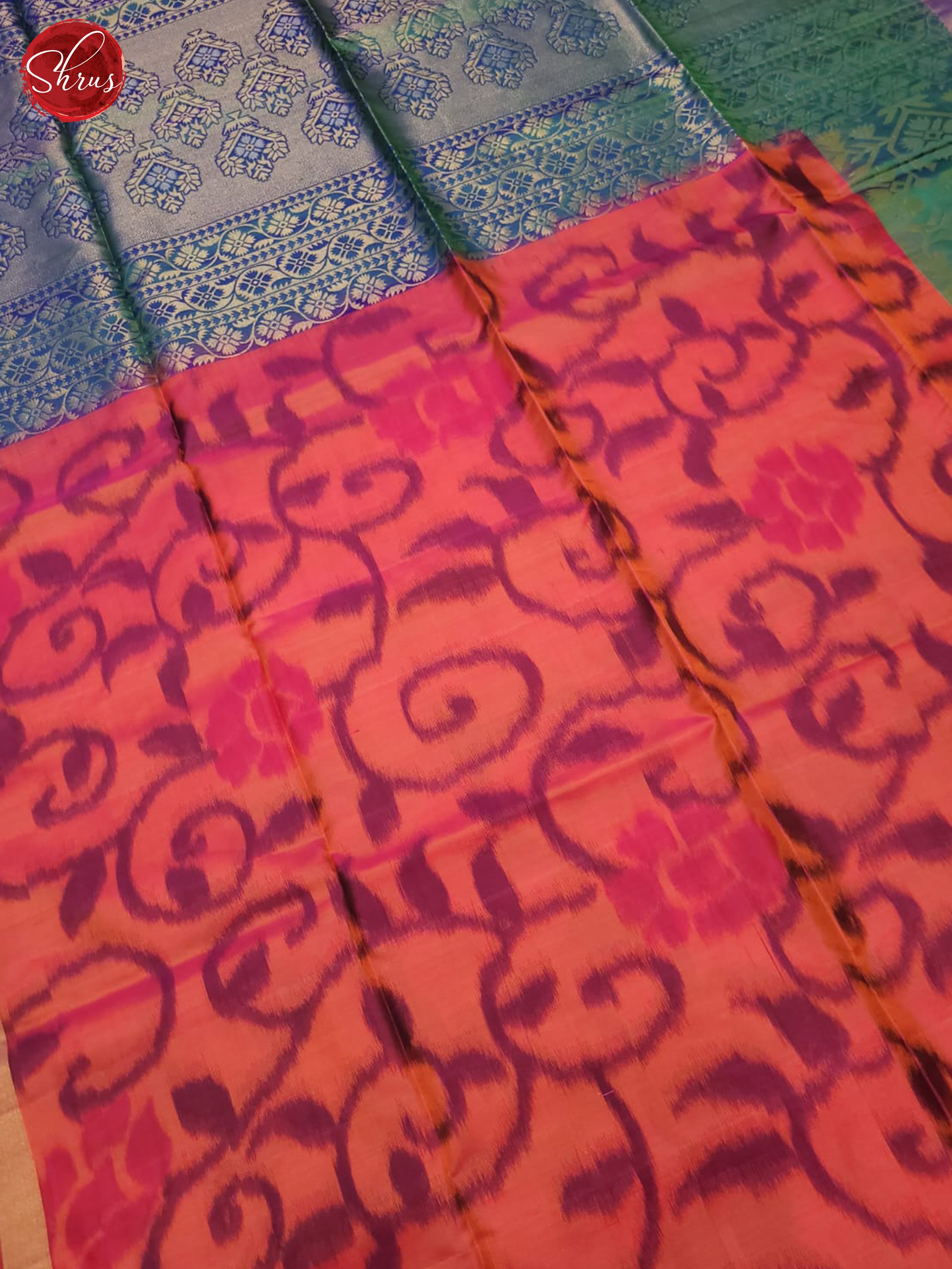 Reddish Pink And Blue- Soft Silk Saree - Shop on ShrusEternity.com