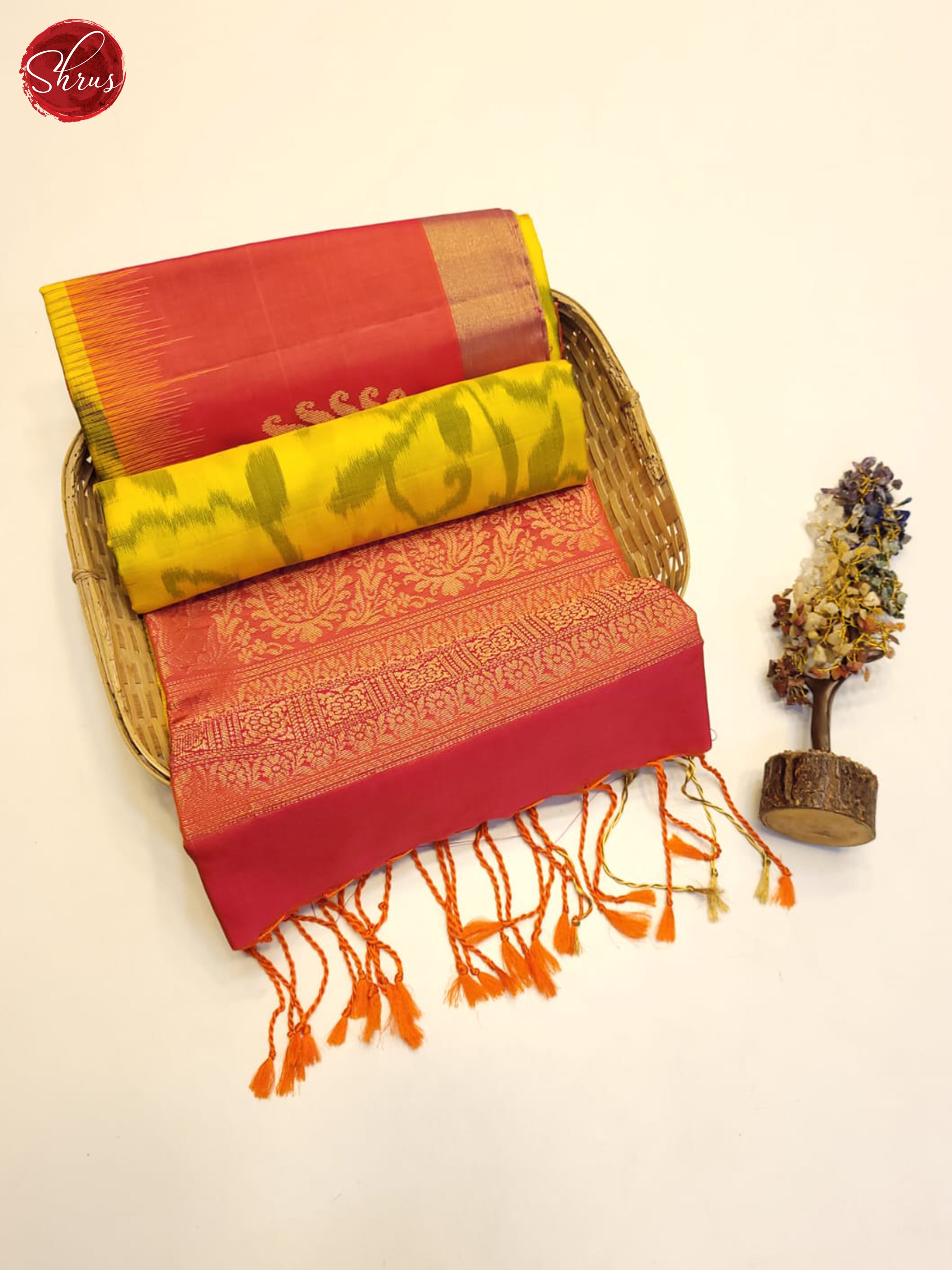 Yellow And Pink- Soft Silk Saree - Shop on ShrusEternity.com