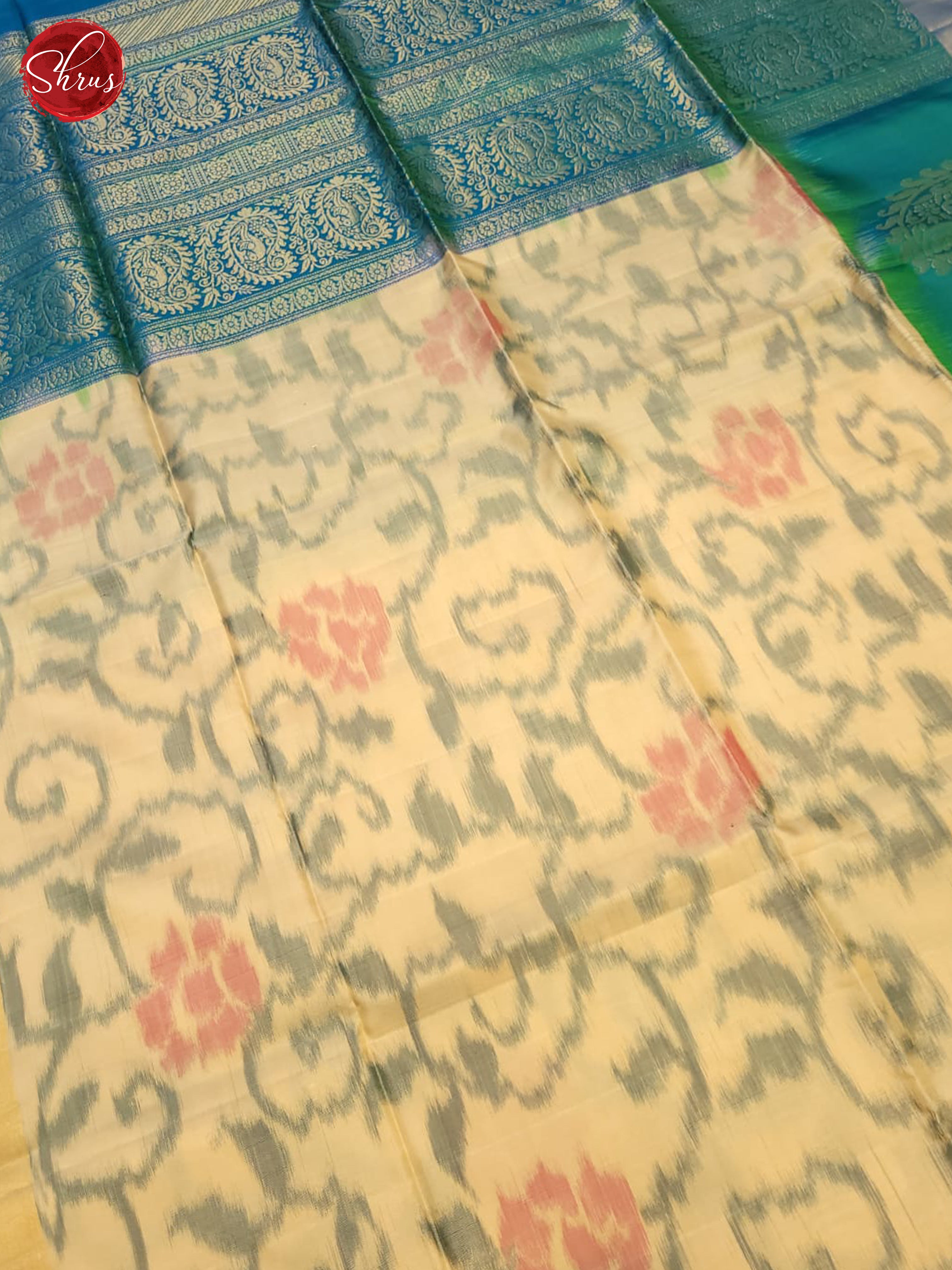 Beige And Blue- Soft Silk Saree - Shop on ShrusEternity.com