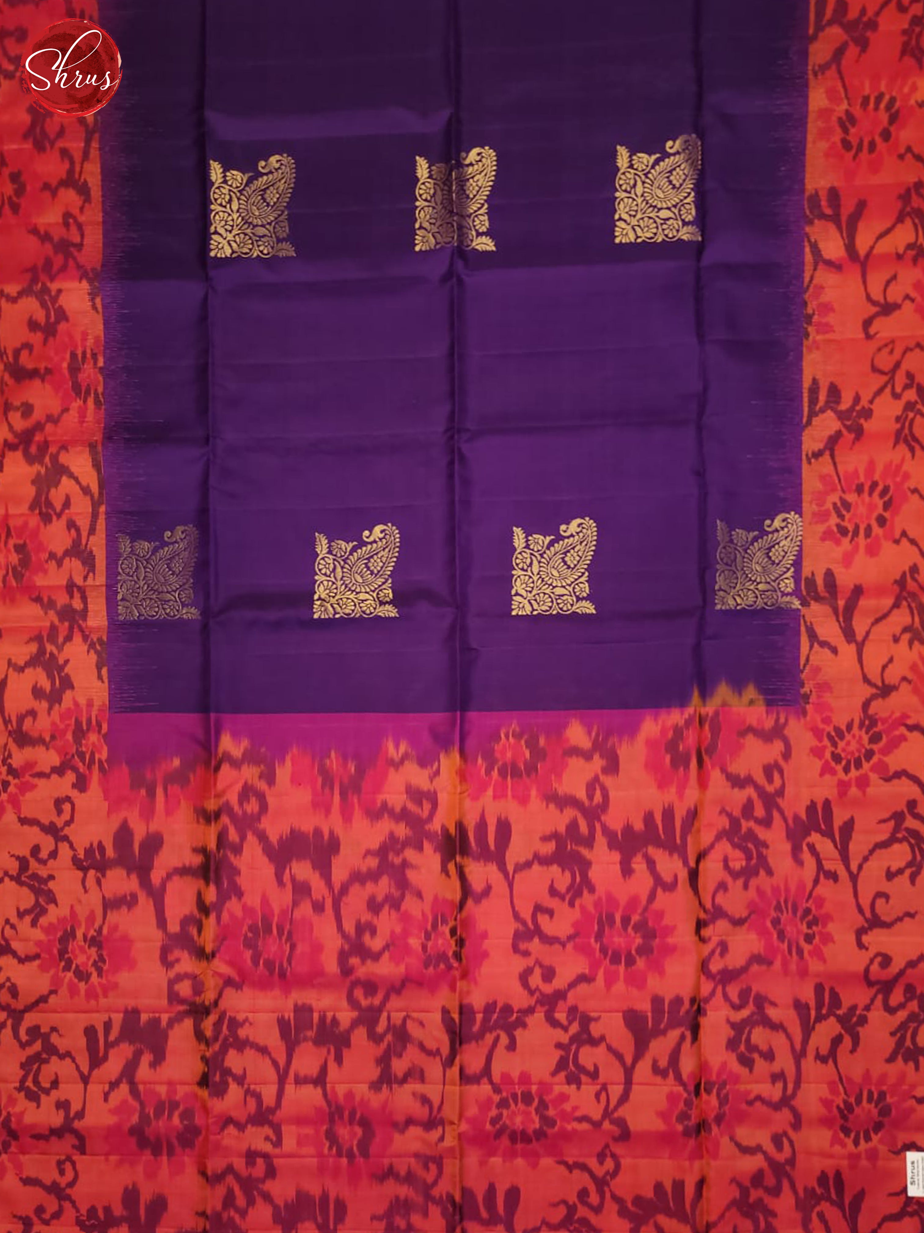 Purple And Orangish Pink- Soft Silk Saree - Shop on ShrusEternity.com