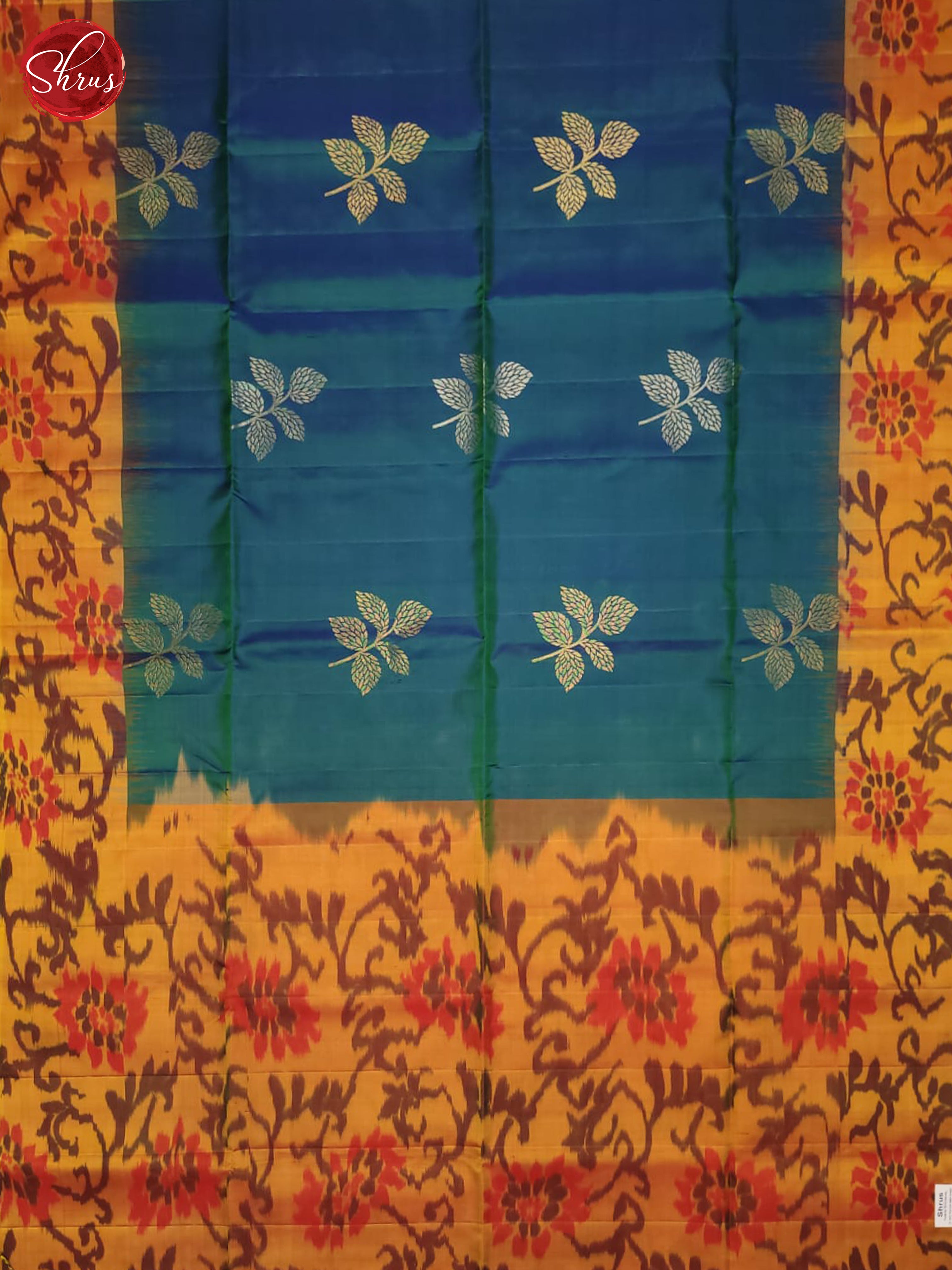 Blue And Mustard- Soft Silk Saree - Shop on ShrusEternity.com