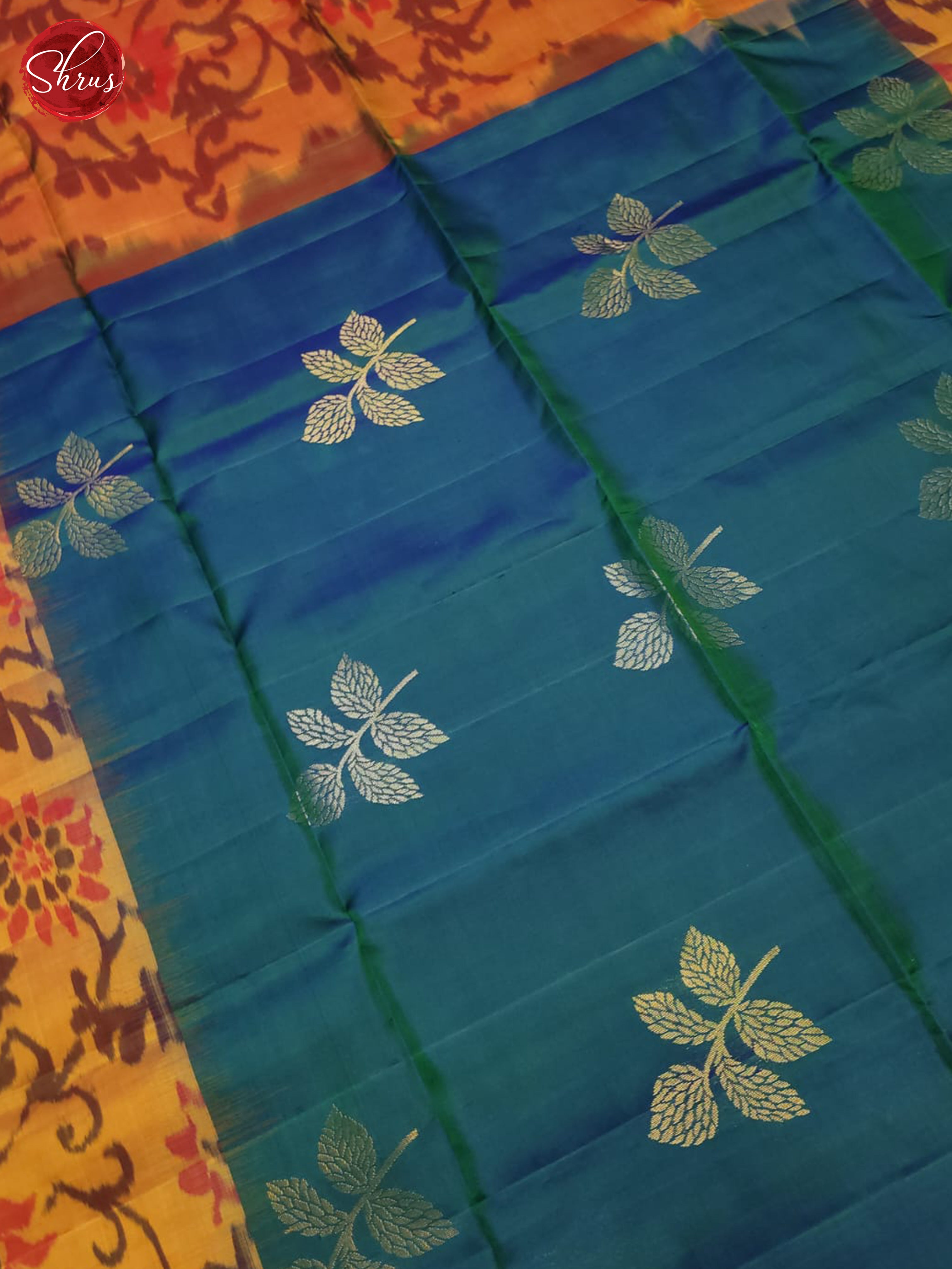 Blue And Mustard- Soft Silk Saree - Shop on ShrusEternity.com