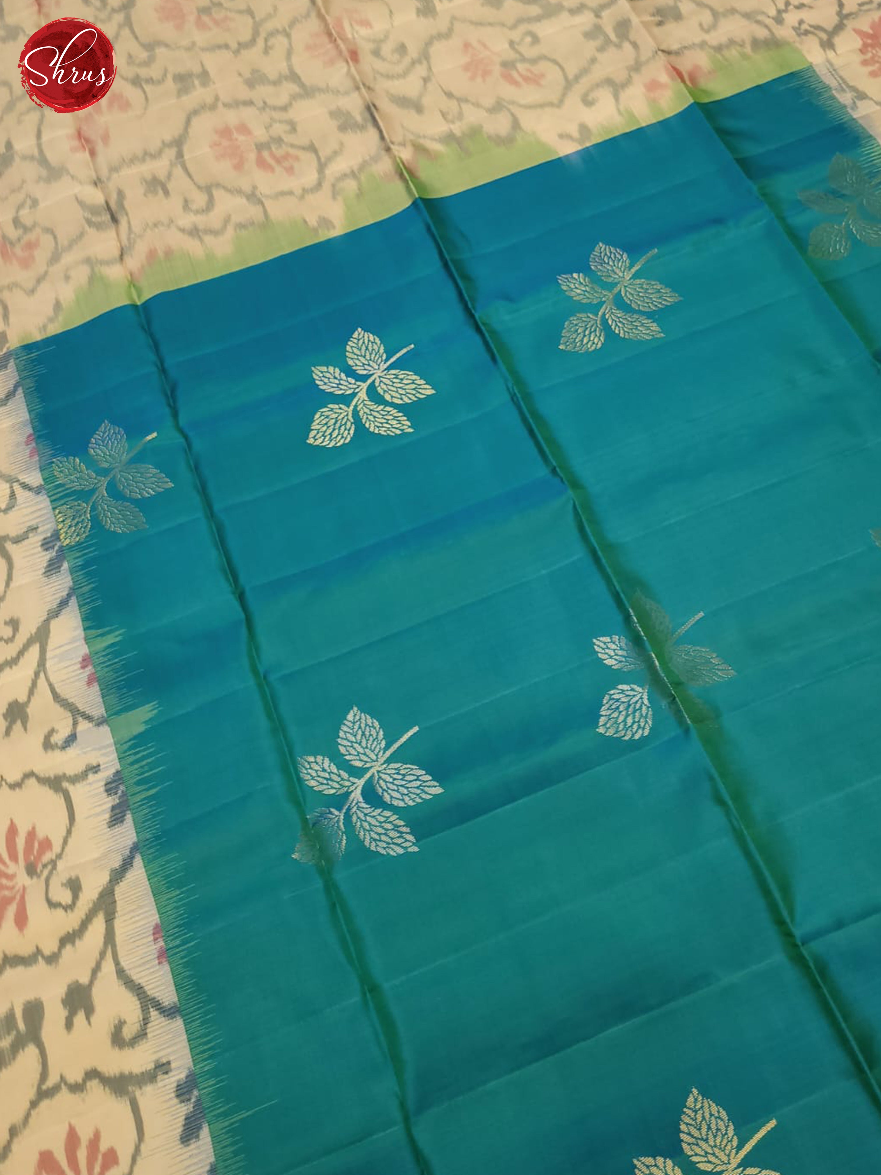 Blue And Cream- Soft Silk Saree - Shop on ShrusEternity.com