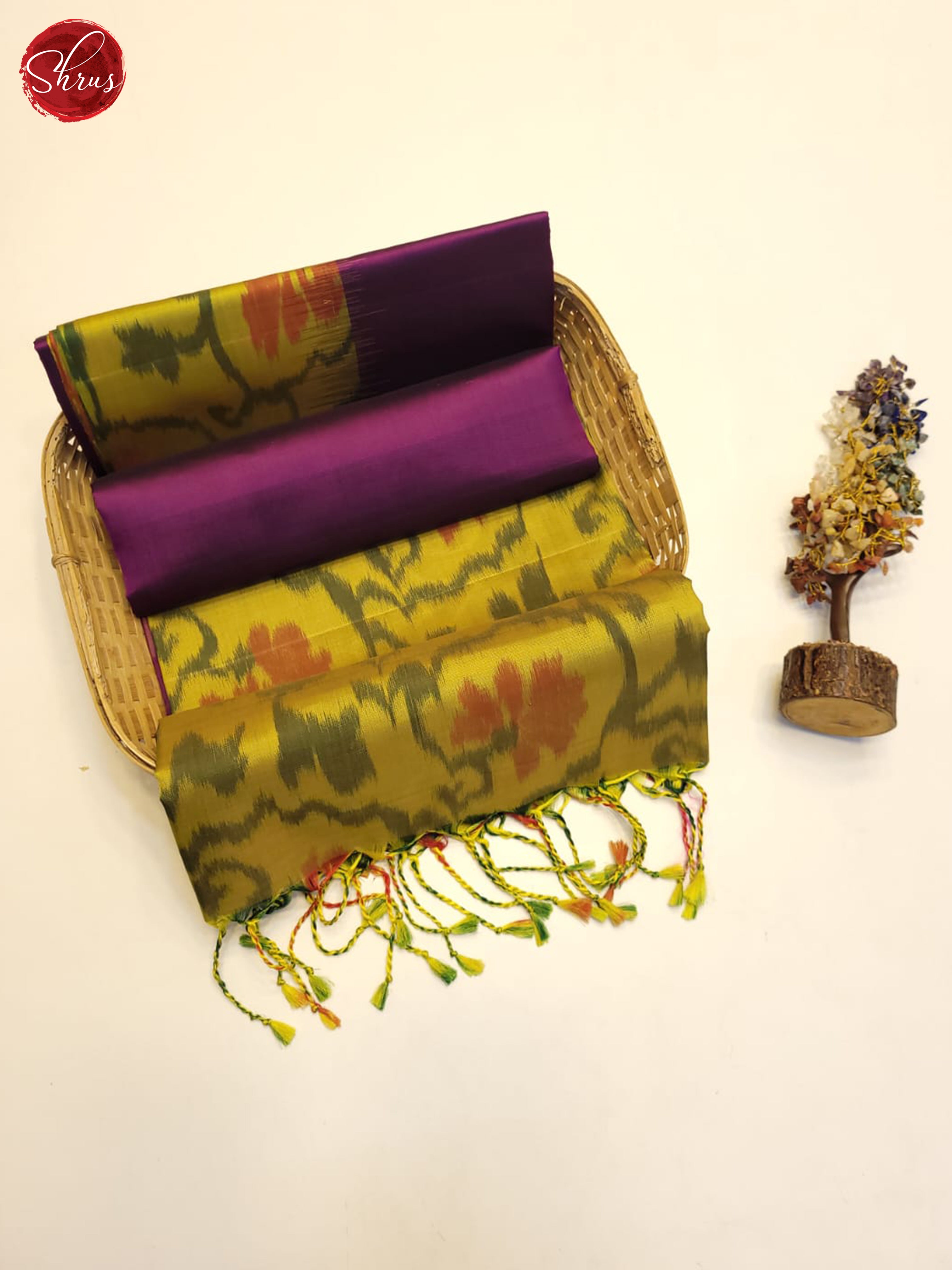 Wine And Green- SOft Silk Saree - Shop on ShrusEternity.com