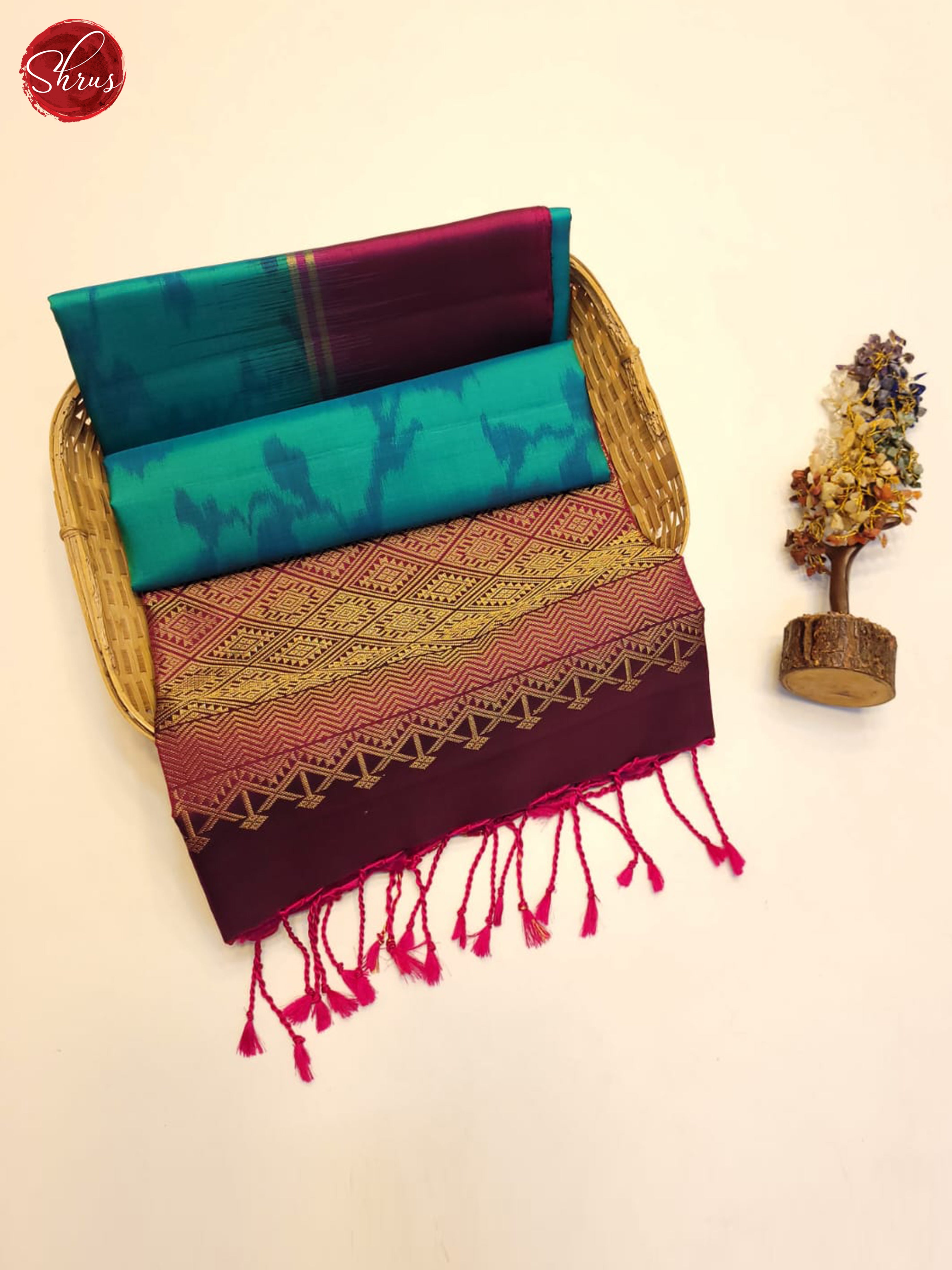 Blue And Wine- Soft Silk saree - Shop on ShrusEternity.com