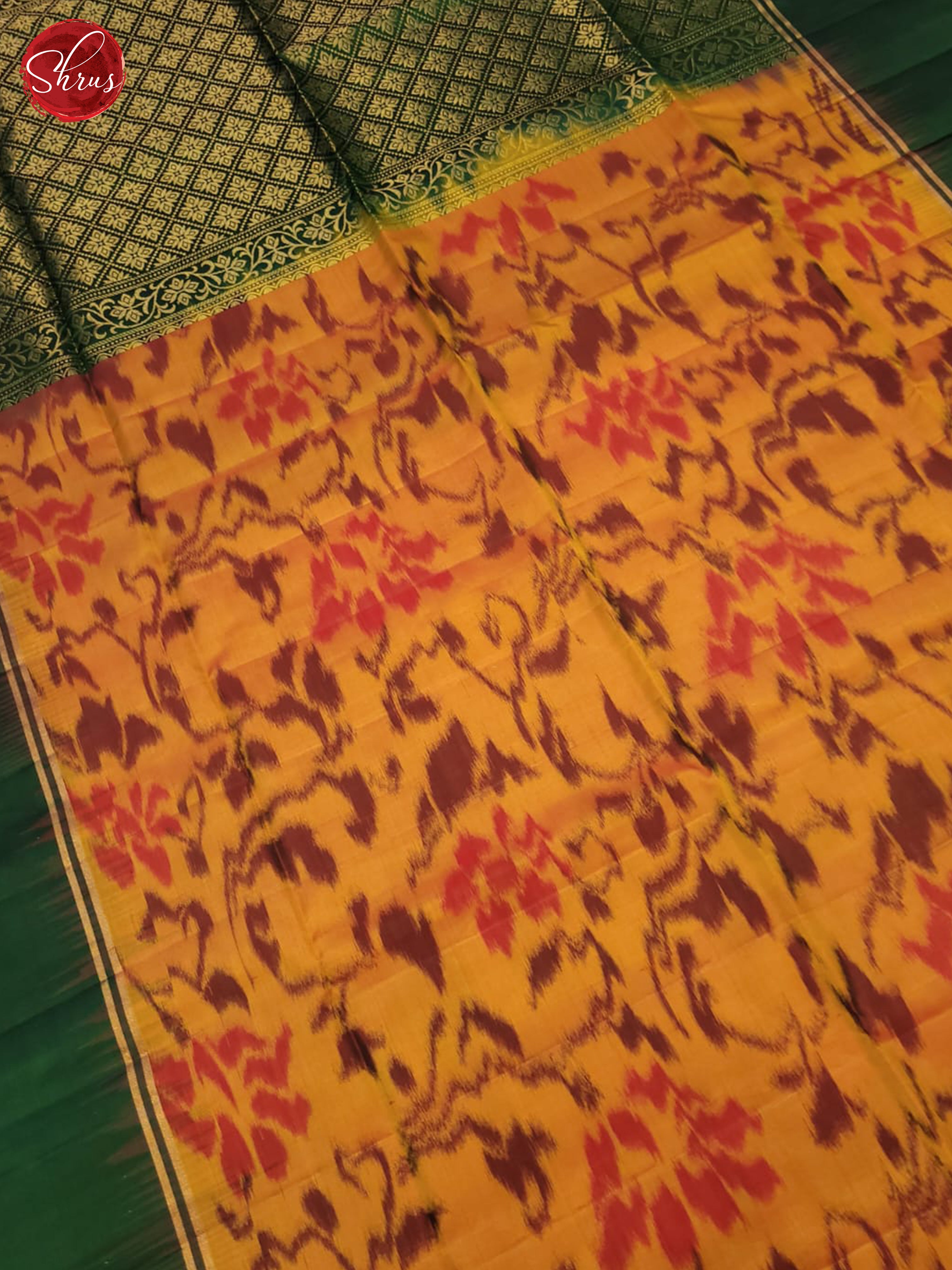 Fire Orange And Green- Soft Silk Saree - Shop on ShrusEternity.com