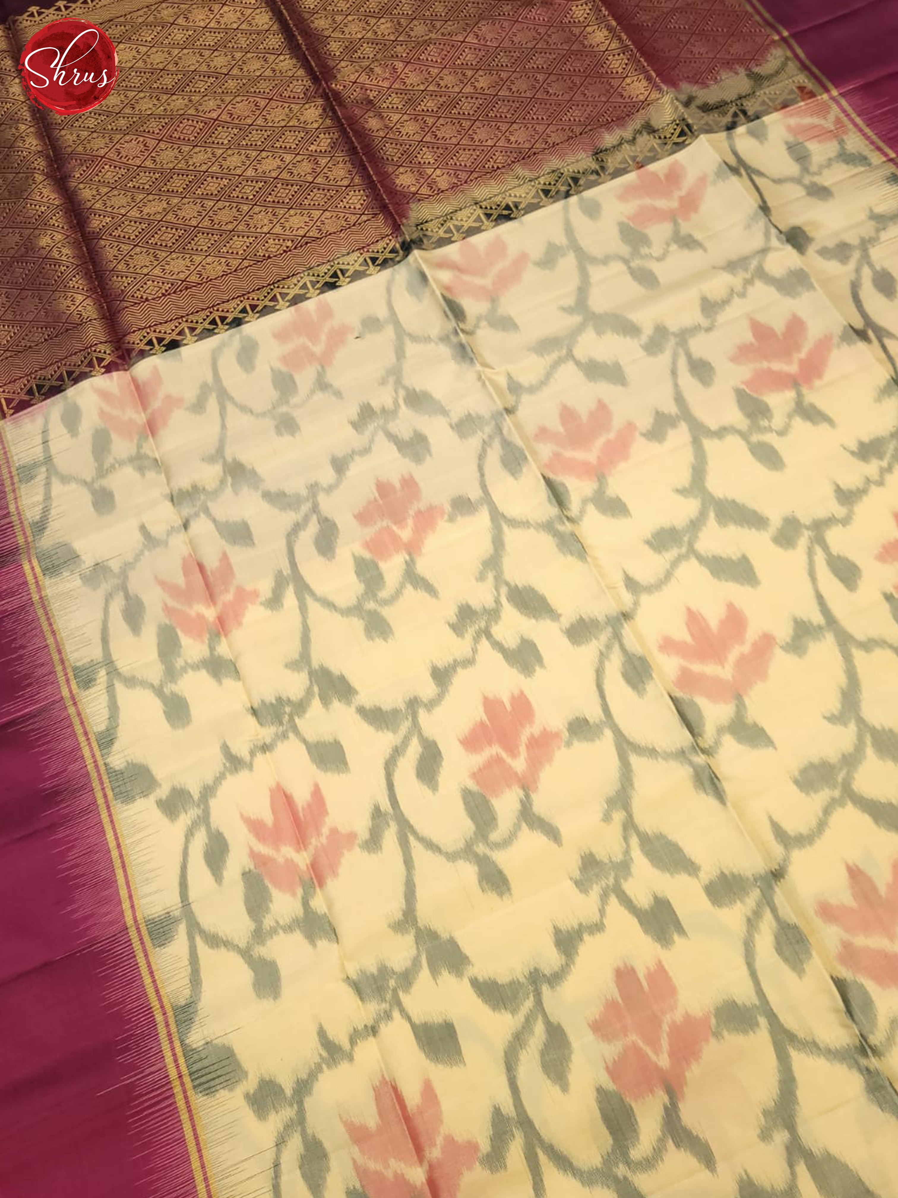 Cream And Wine- Soft Silk Saree - Shop on ShrusEternity.com
