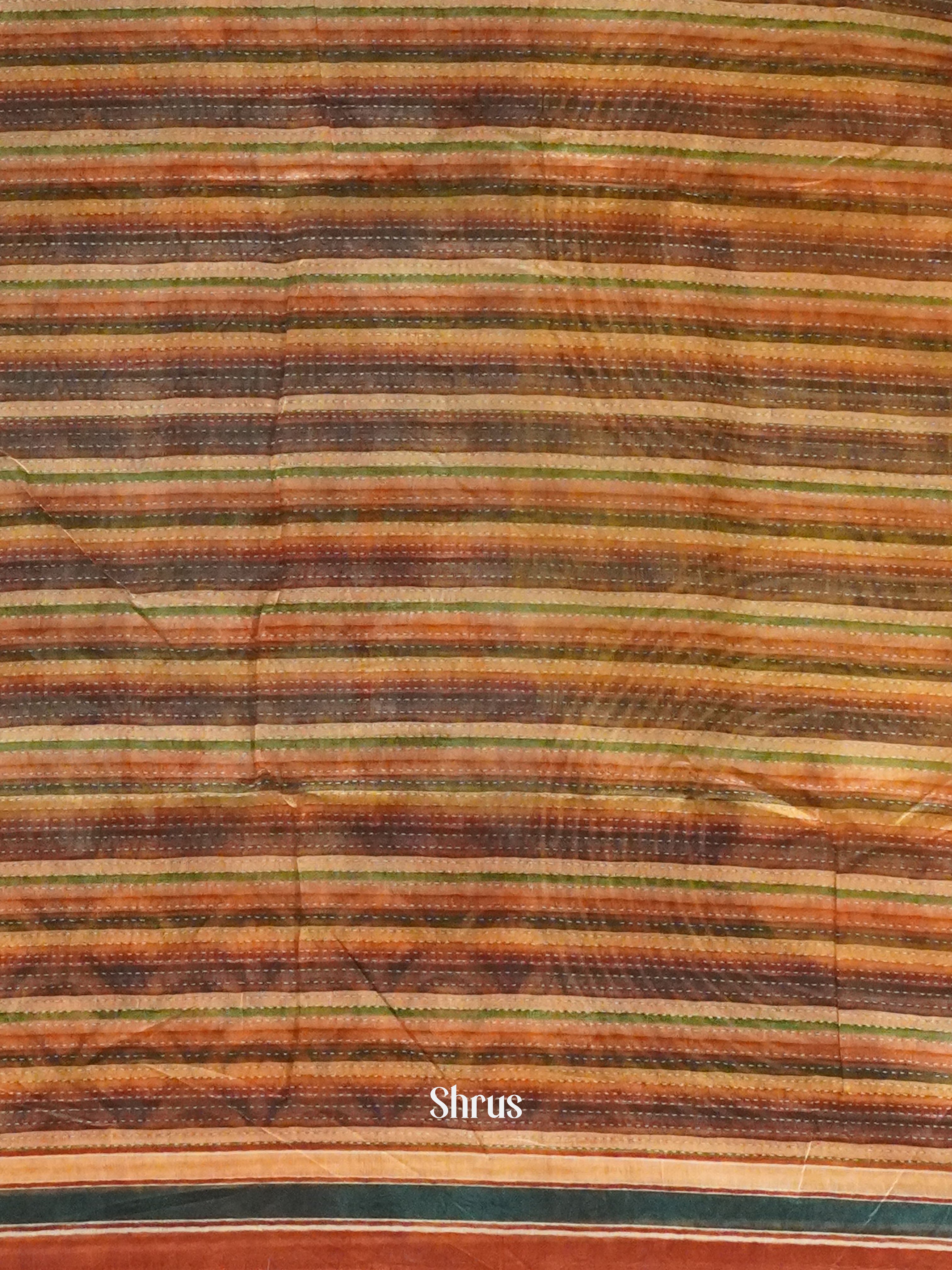 Blue & Brown -Semi Chanderi - Shop on ShrusEternity.com