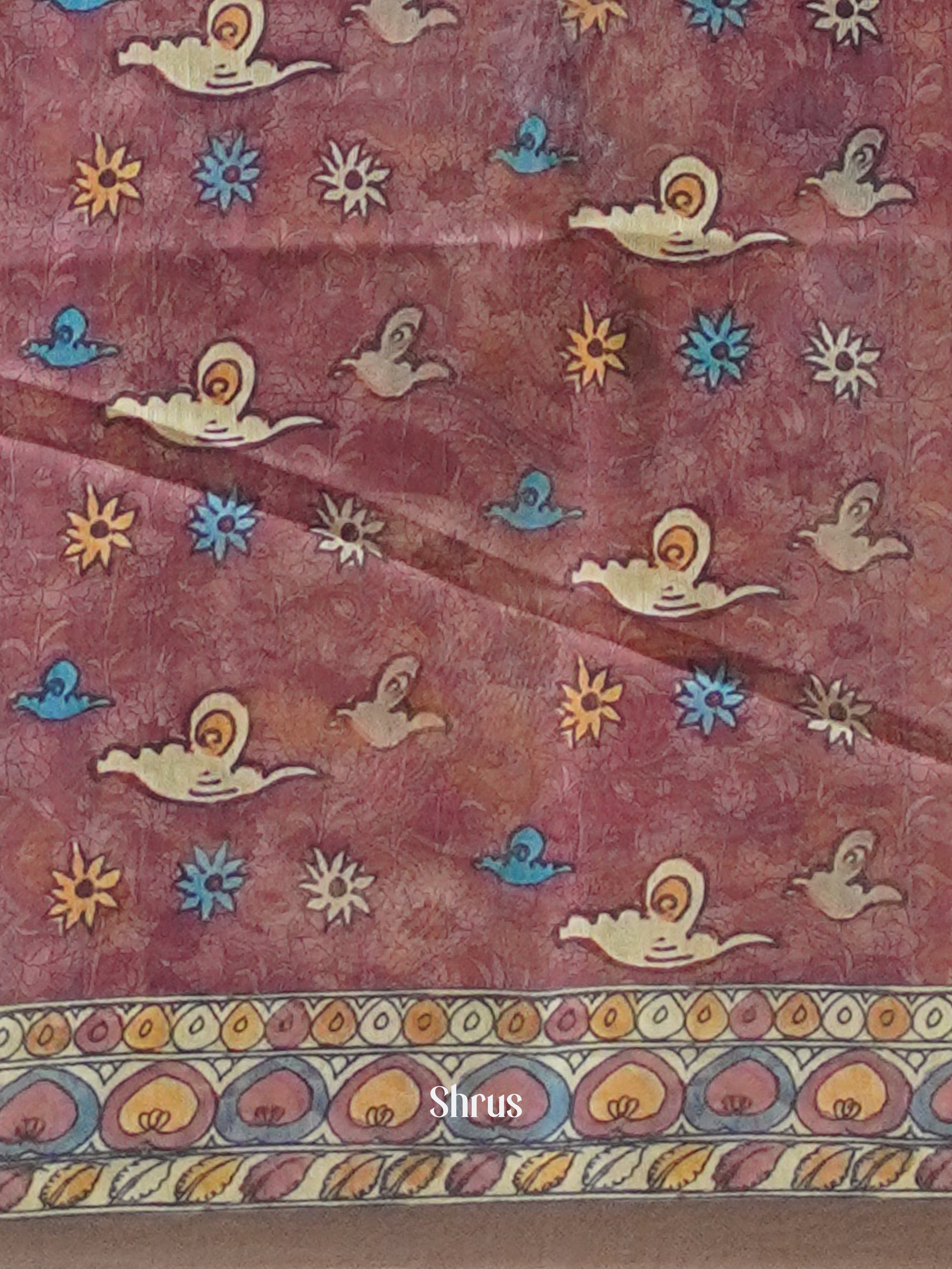 Blue & Brown - Semi Chanderi Saree - Shop on ShrusEternity.com