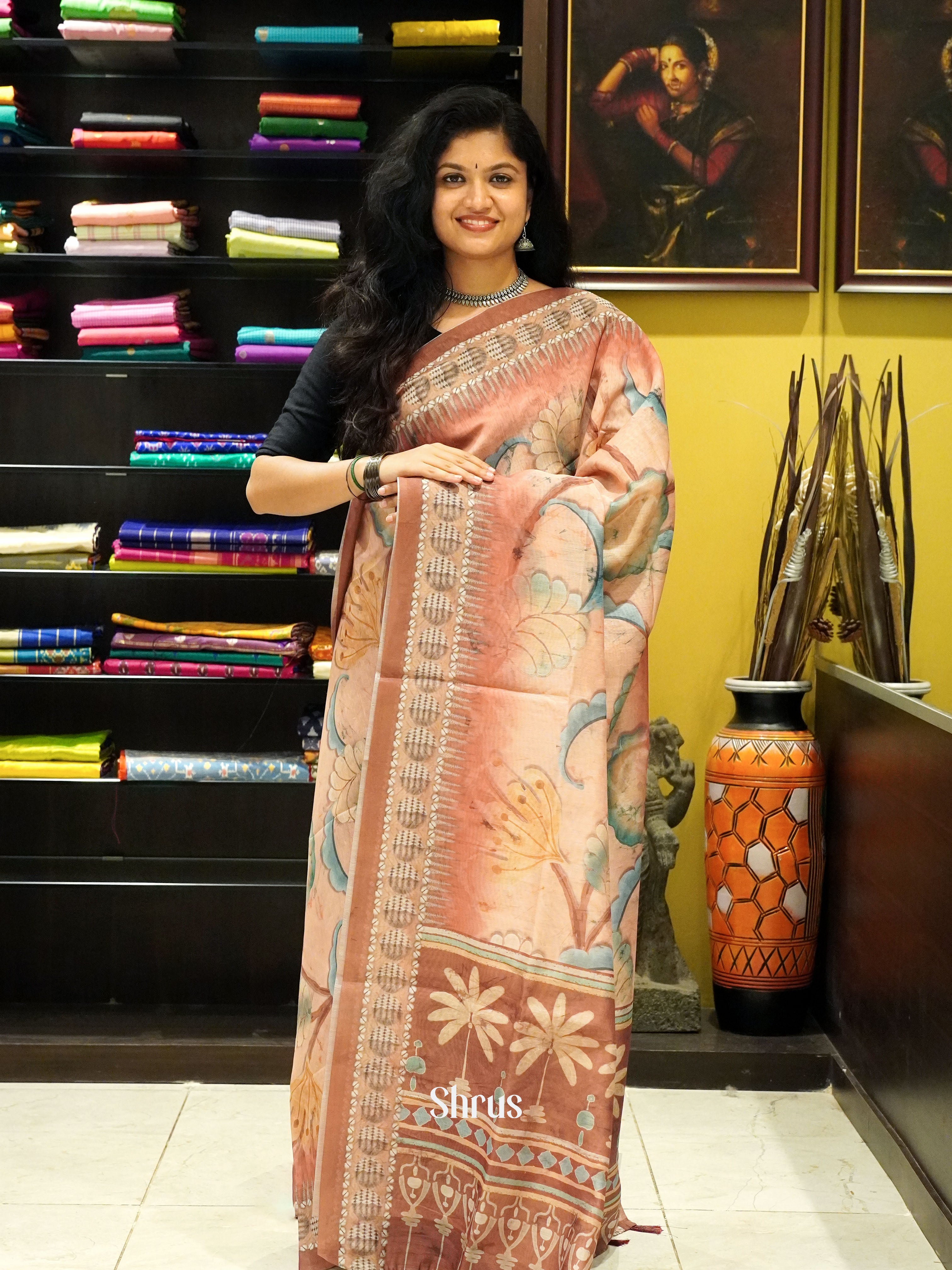 Dusty Pink -Semi Chanderi - Shop on ShrusEternity.com