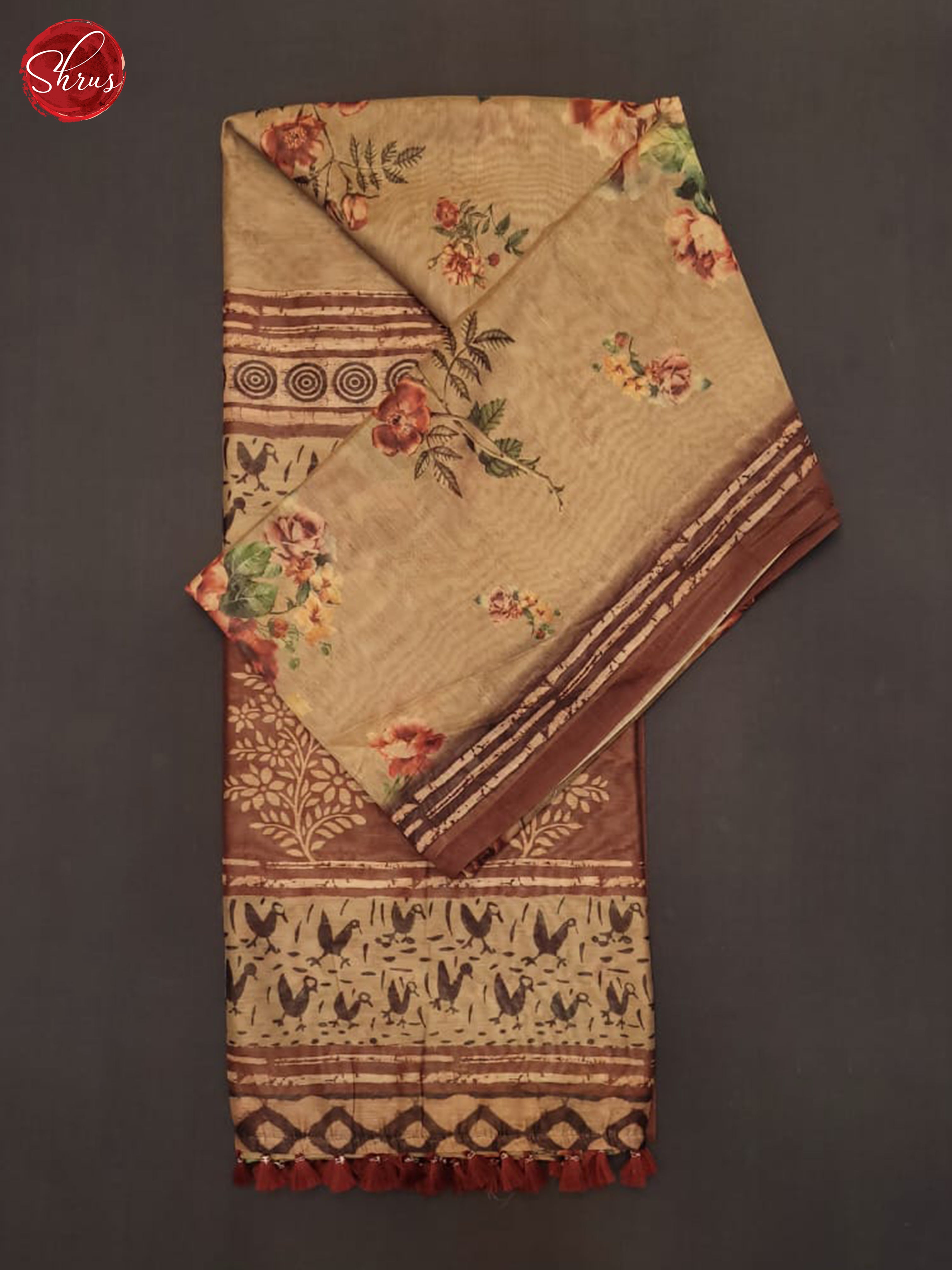 Brown - Semi Chanderi Saree - Shop on ShrusEternity.com