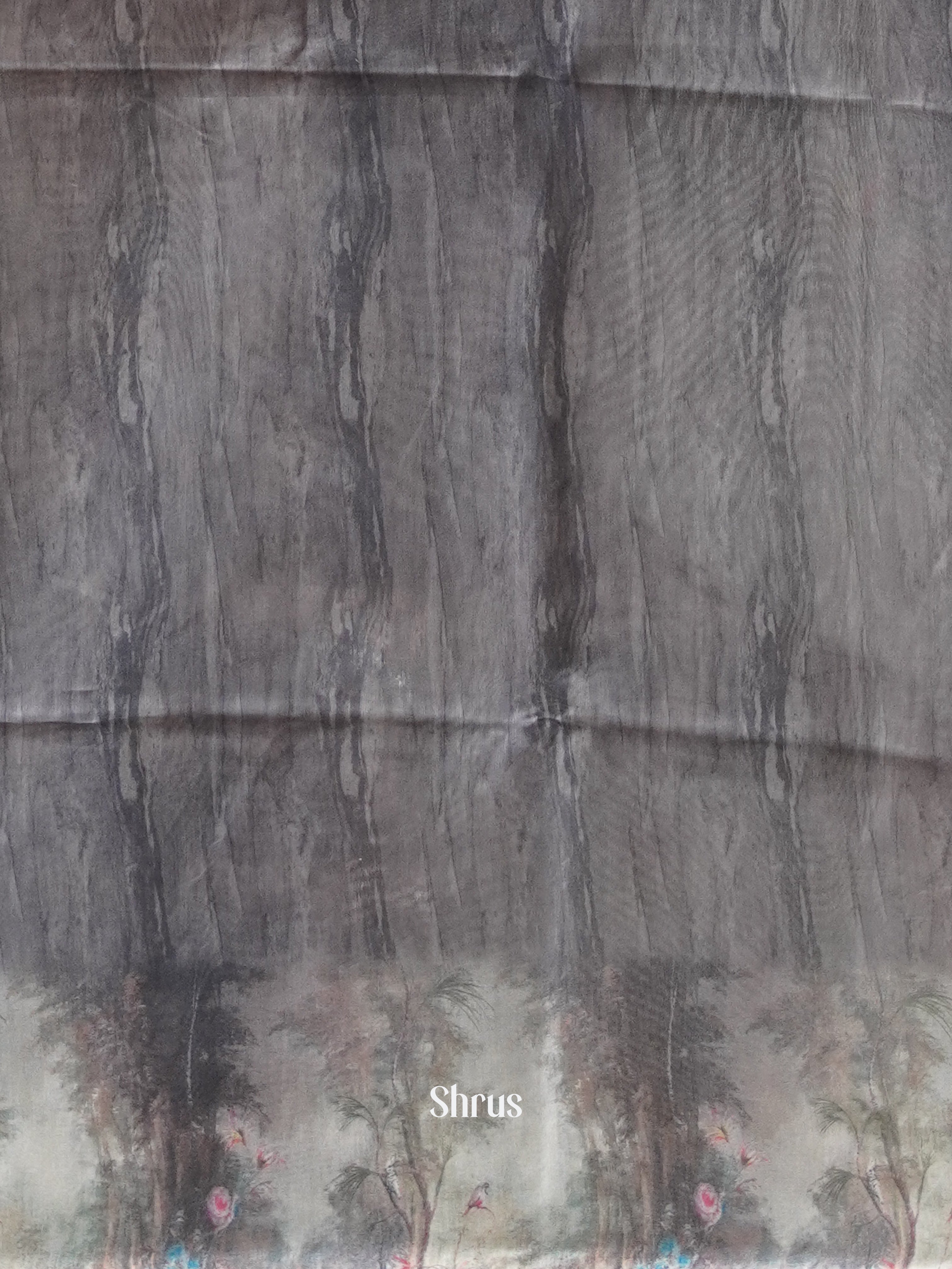 Brown & Grey - Semi Chanderi Saree - Shop on ShrusEternity.com