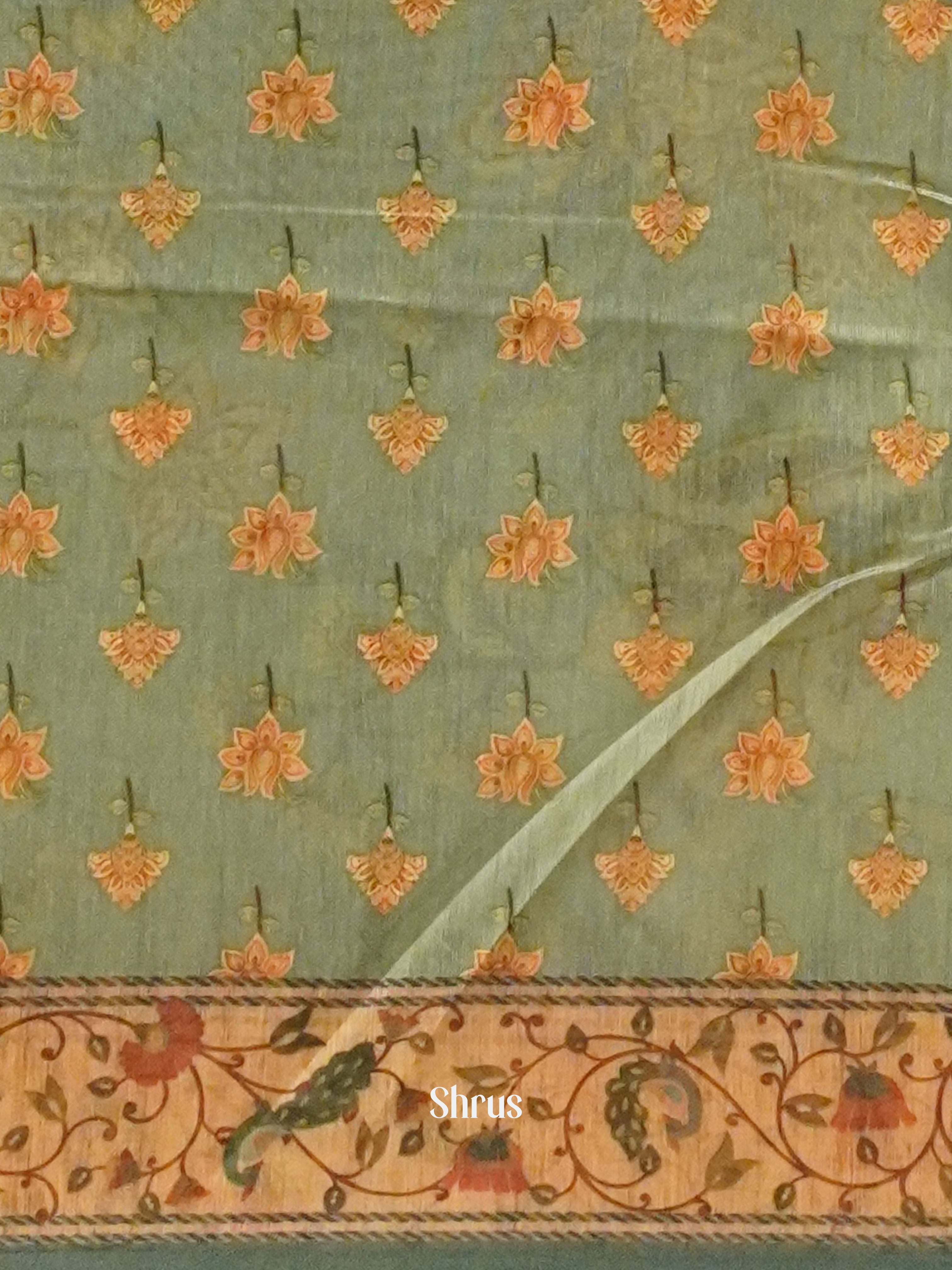 Green -Semi Chanderi - Shop on ShrusEternity.com