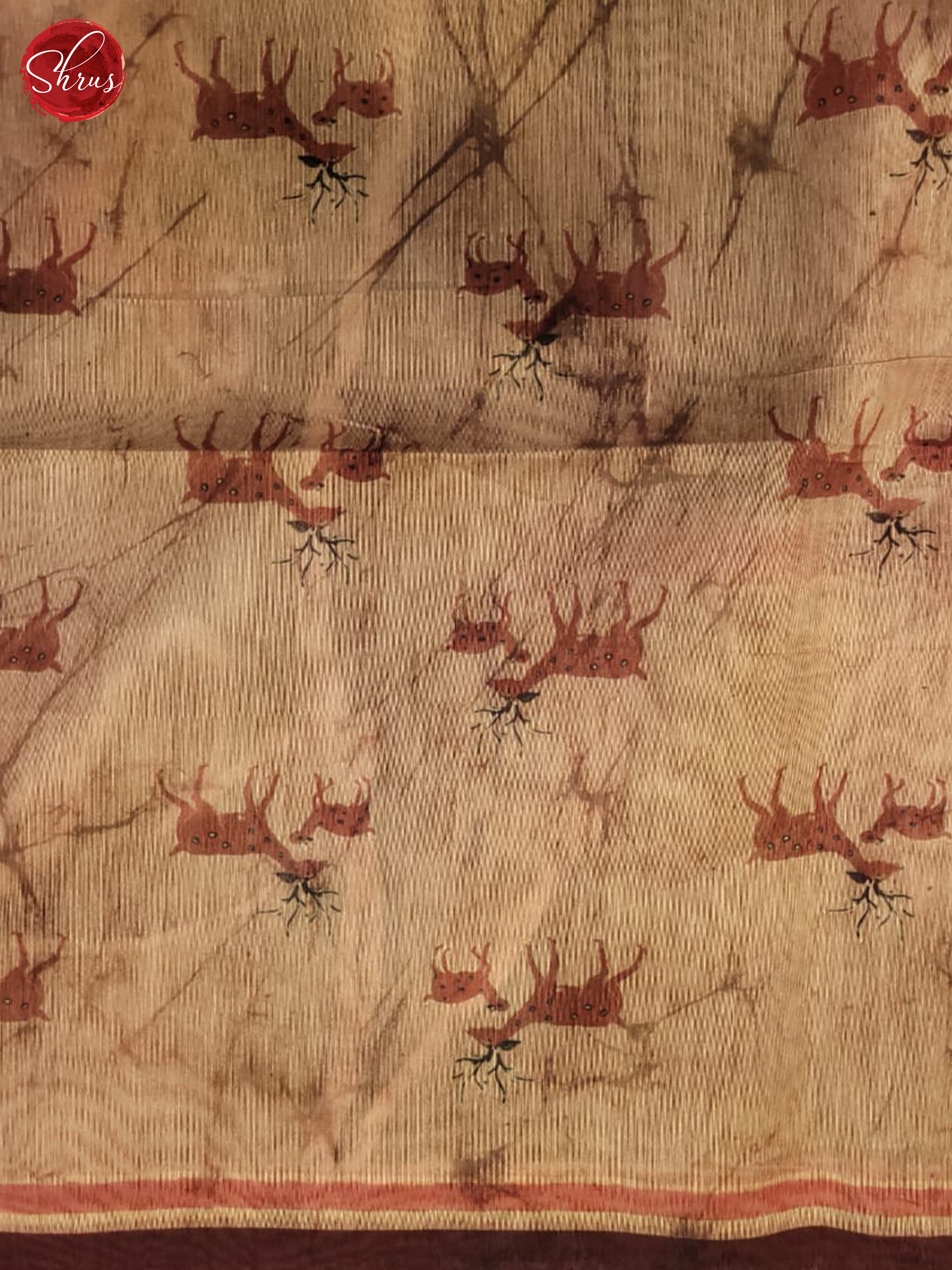 Bluish Grey & Peachish Pink - Semi Chanderi Saree - Shop on ShrusEternity.com