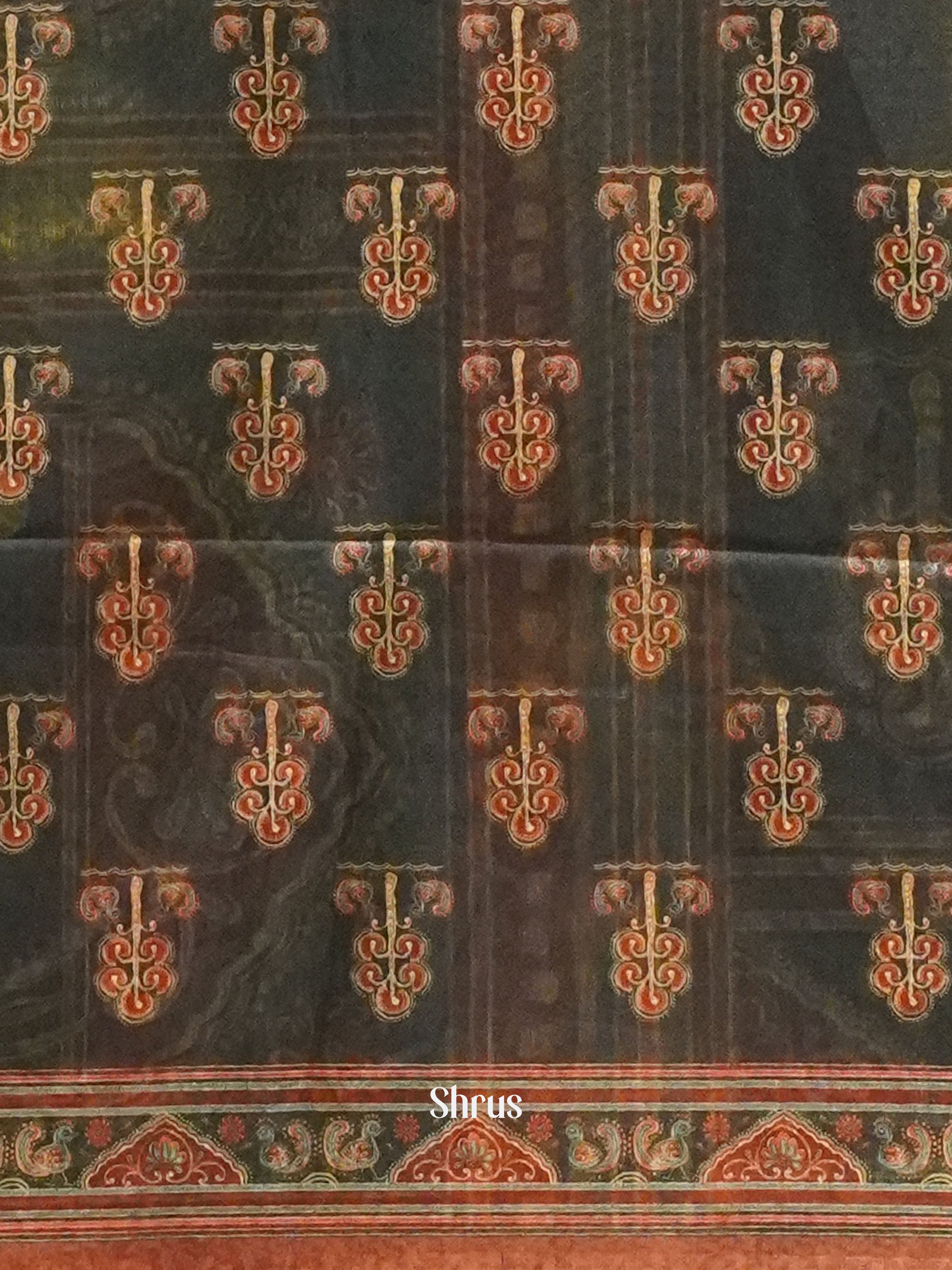 Black & Brown-Semi Chanderi - Shop on ShrusEternity.com