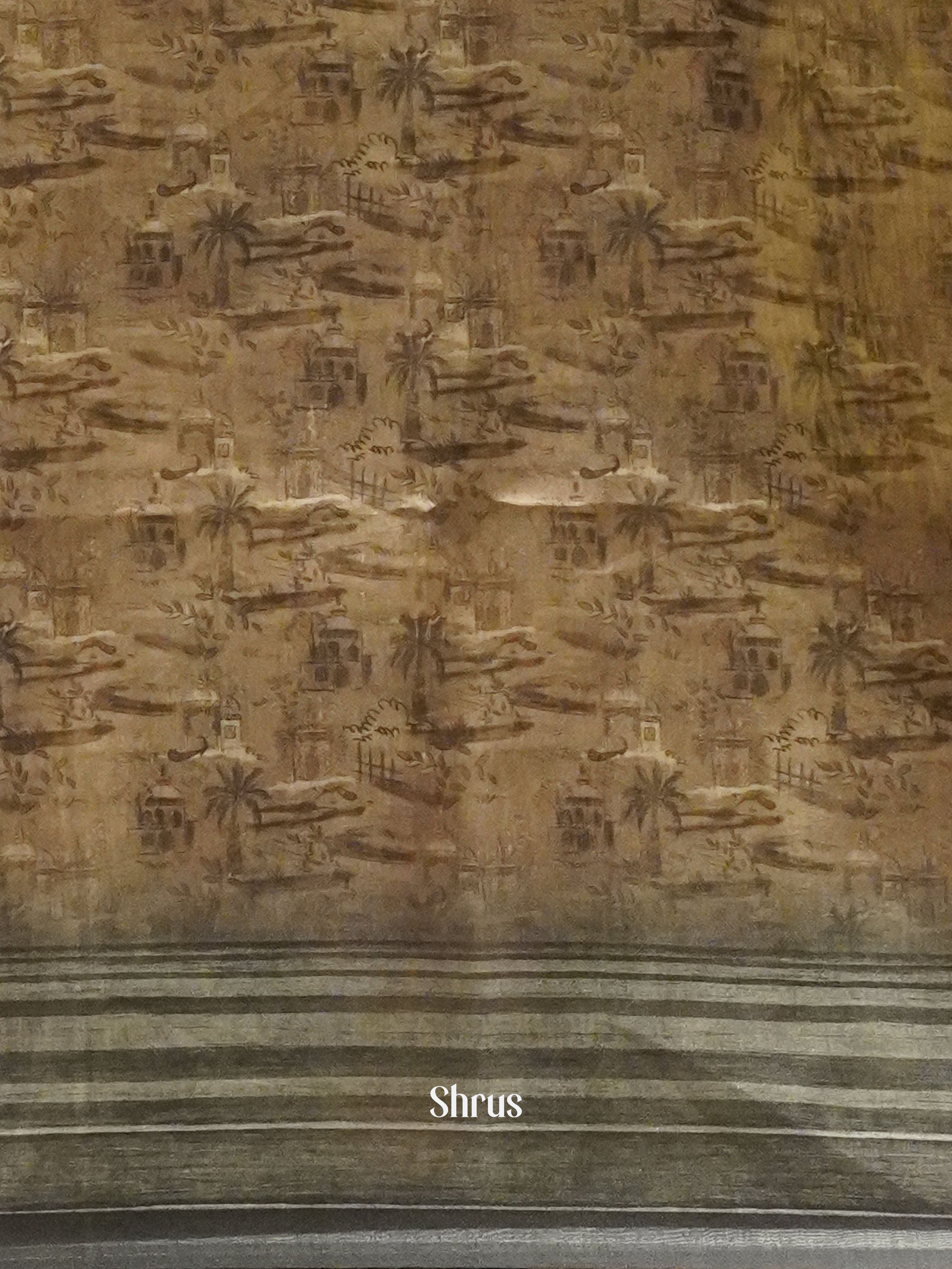 Brown & Grey - Semi Chanderi Saree - Shop on ShrusEternity.com