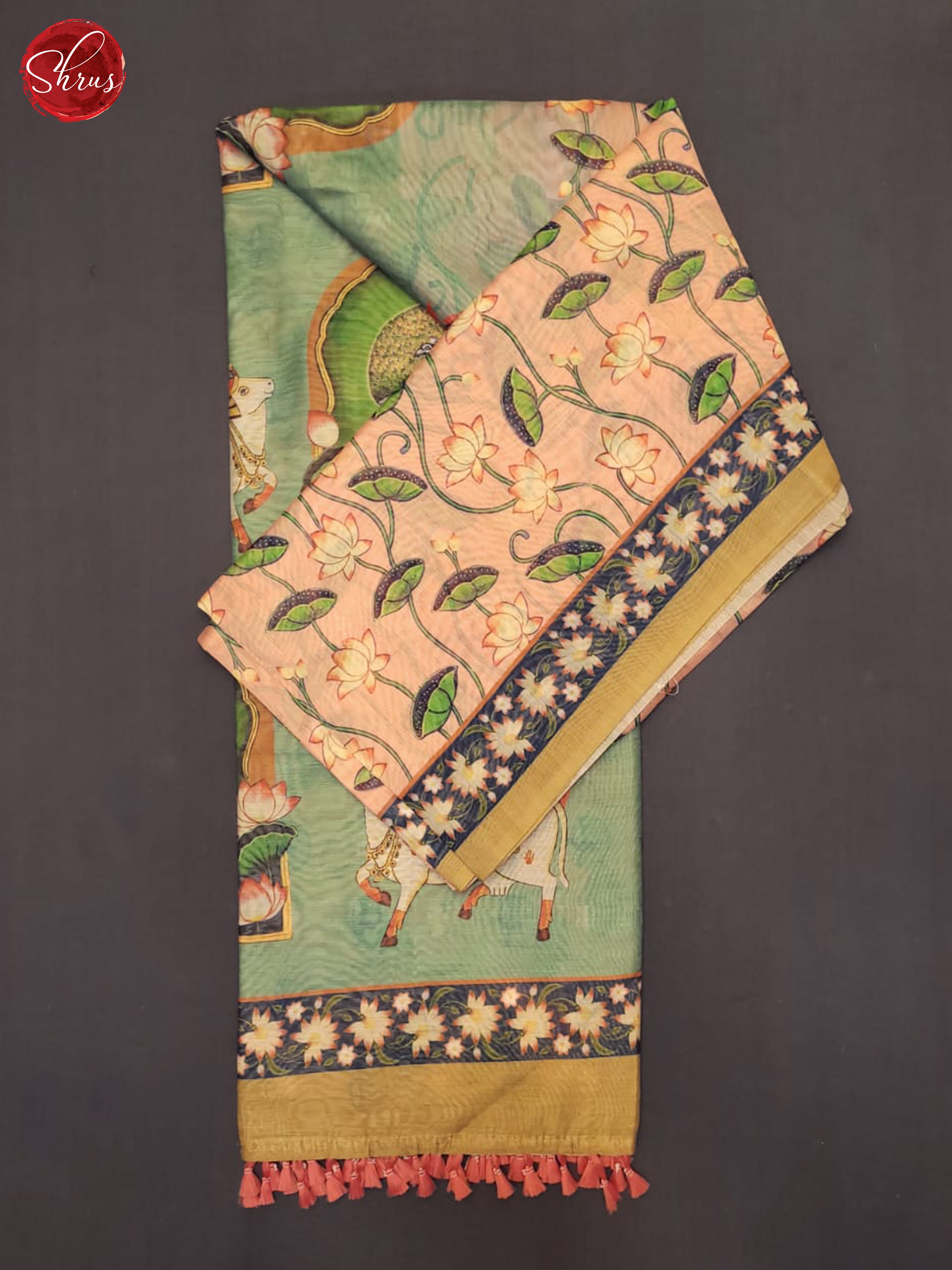 Pink & Greeen - Semi Chanderi Saree - Shop on ShrusEternity.com